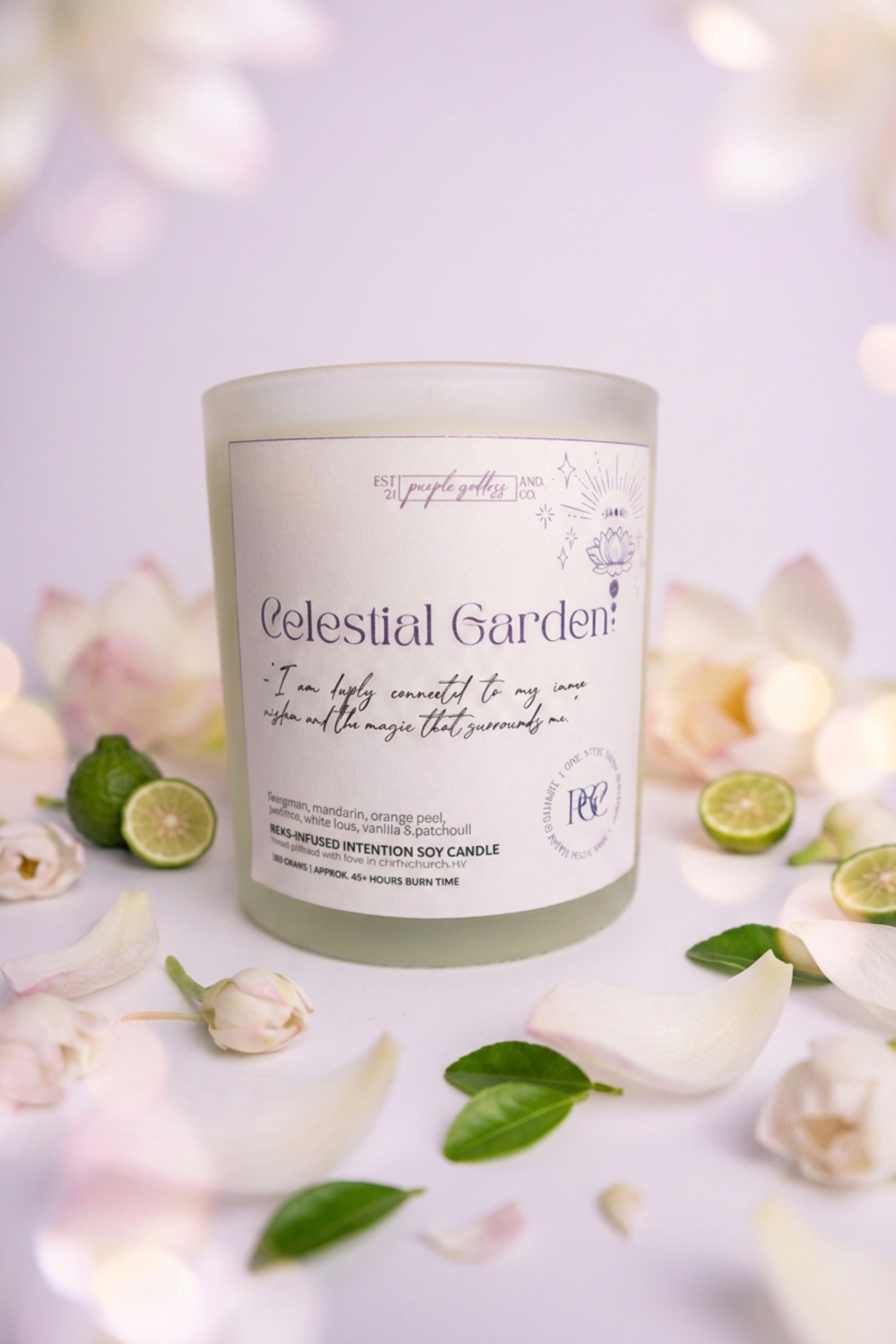 Celestial Garden 250g | Bergamot & Lotus Flower ~ Reiki Infused Intention Soy Wax Candle