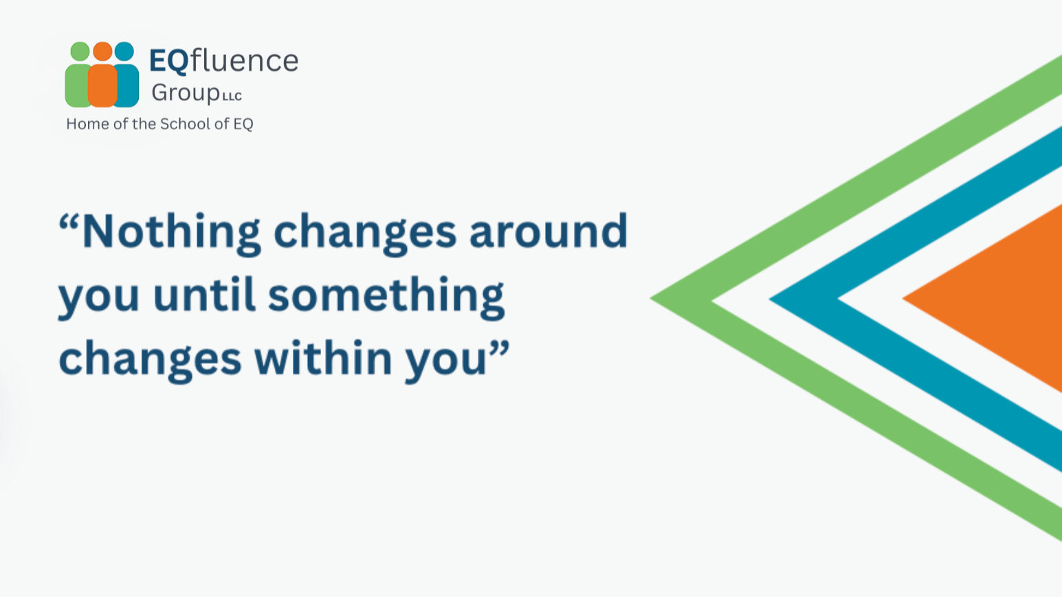 Quote with a colorful geometric design: "Nothing changes around you until something changes within you."