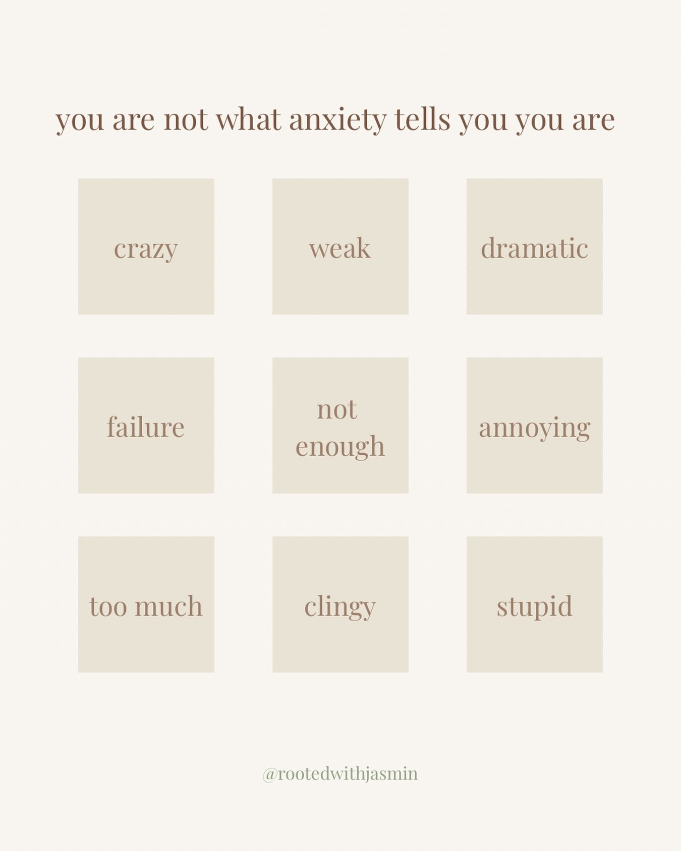 Anxiety tries to tell you that you&rsquo;re too much, dramatic, or annoying.
Those thoughts feel real but they&rsquo;re the voice of fear, not truth.

You are not your racing heart.
You are not your overthinking.
You are a person learning to navigate