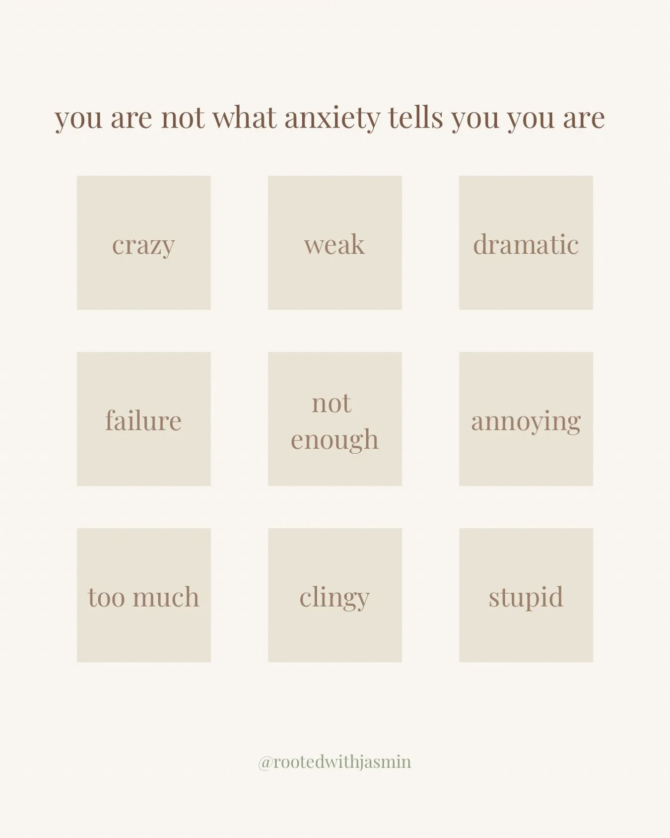 Anxiety tries to tell you that you&rsquo;re too much, dramatic, or annoying.
Those thoughts feel real but they&rsquo;re the voice of fear, not truth.

You are not your racing heart.
You are not your overthinking.
You are a person learning to navigate