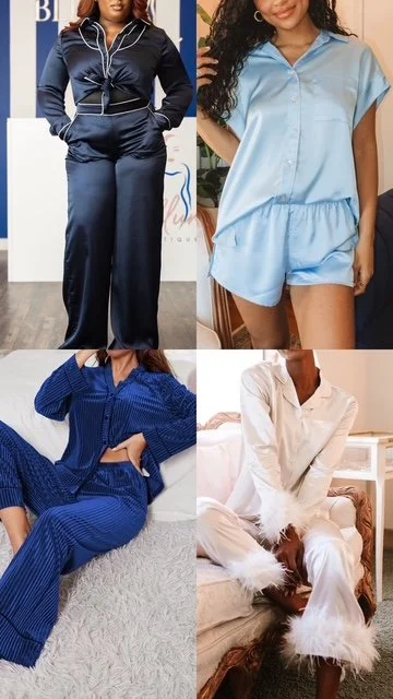 Multiple women modeling various styles of pajamas and loungewear in different settings.