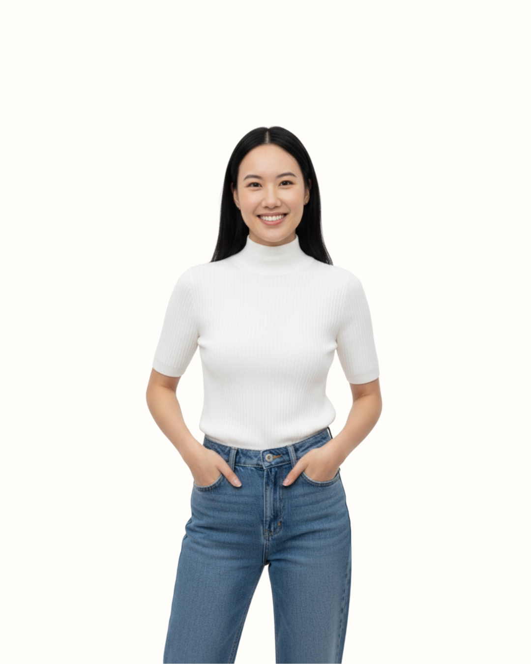Young woman with long black hair smiling, ready to help small and medium business scale profitably through performance marketing.