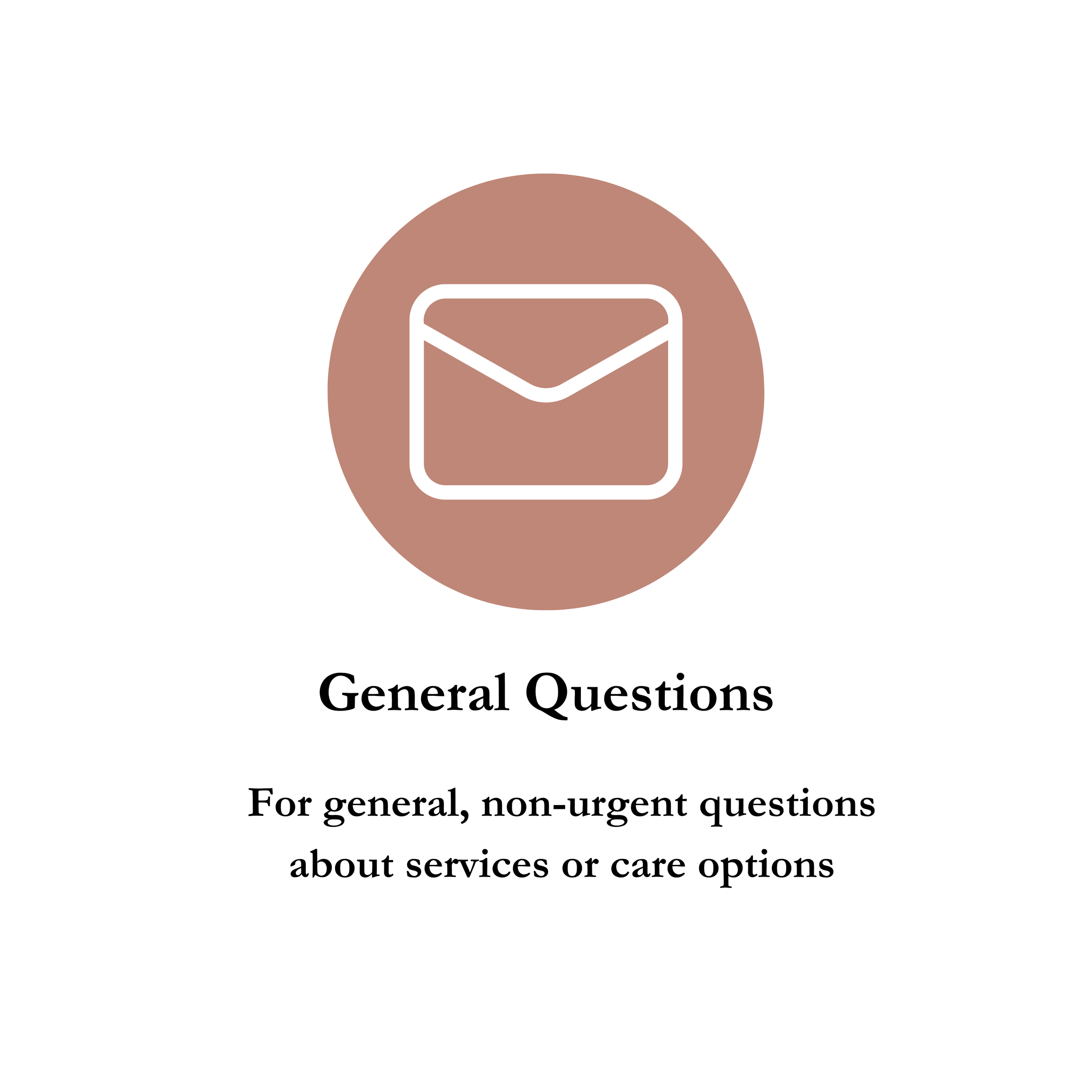 A graphic with a white envelope icon inside a circle and the text 'General Questions' below it.