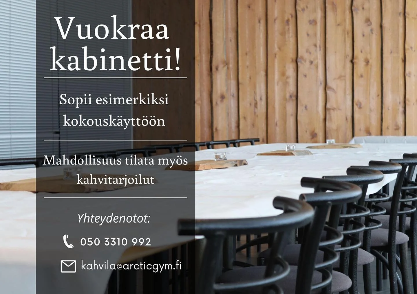 Olethan yhteydess&auml;, jos tarvitset kokoustilaa. Tila sopii erilaisiin k&auml;ytt&ouml;tarkoituksiin. 
Mahdollisuus j&auml;rjest&auml;&auml; joukkueruokailut.

#kivikkoareena