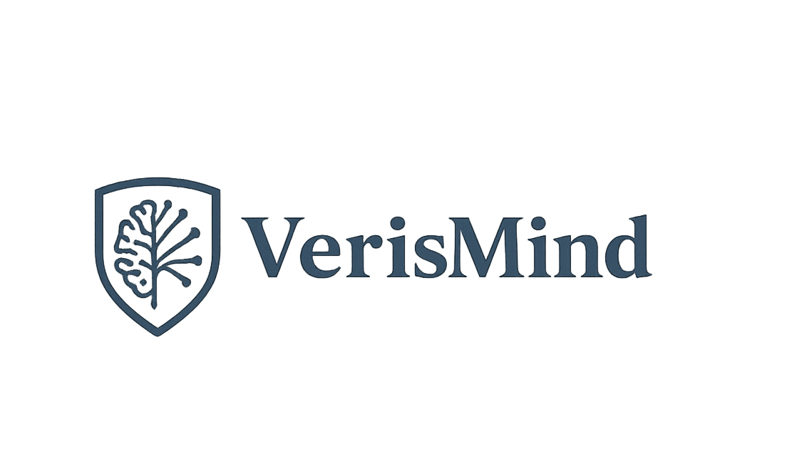 VerisMind logo with a stylized brain inside a shield next to the word 'VerisMind' in blue text.