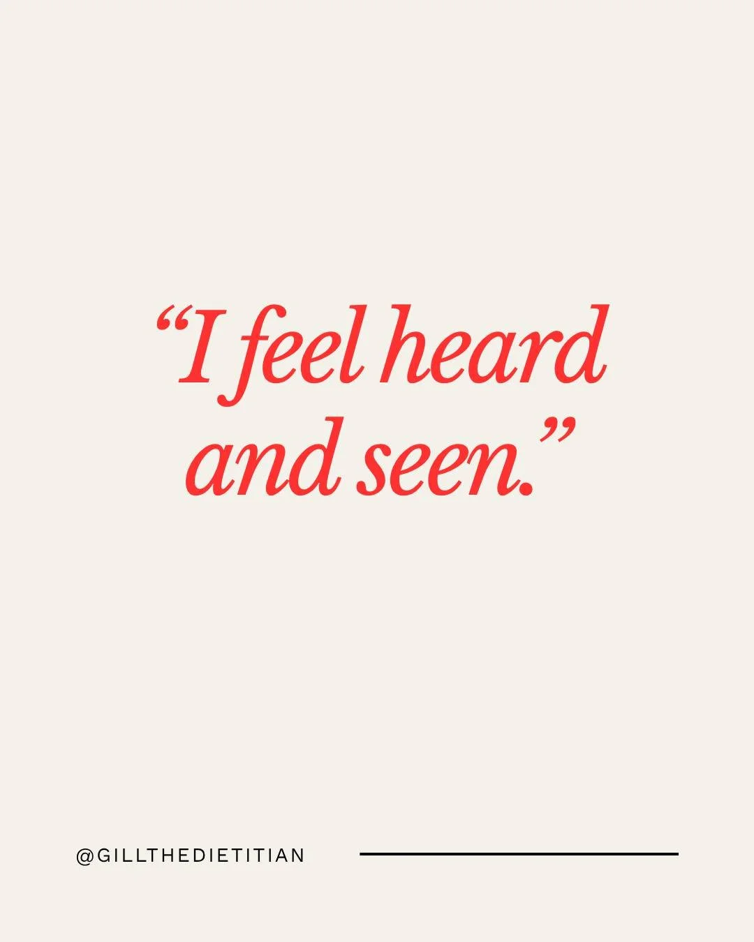 I heard this at the end of a consultation yesterday:

&ldquo;I felt heard and seen.&rdquo; 🤍

And it&rsquo;s something I hear really often.

Most people who come to see me have already tried so much.

They&rsquo;ve changed their diet, cut foods out,