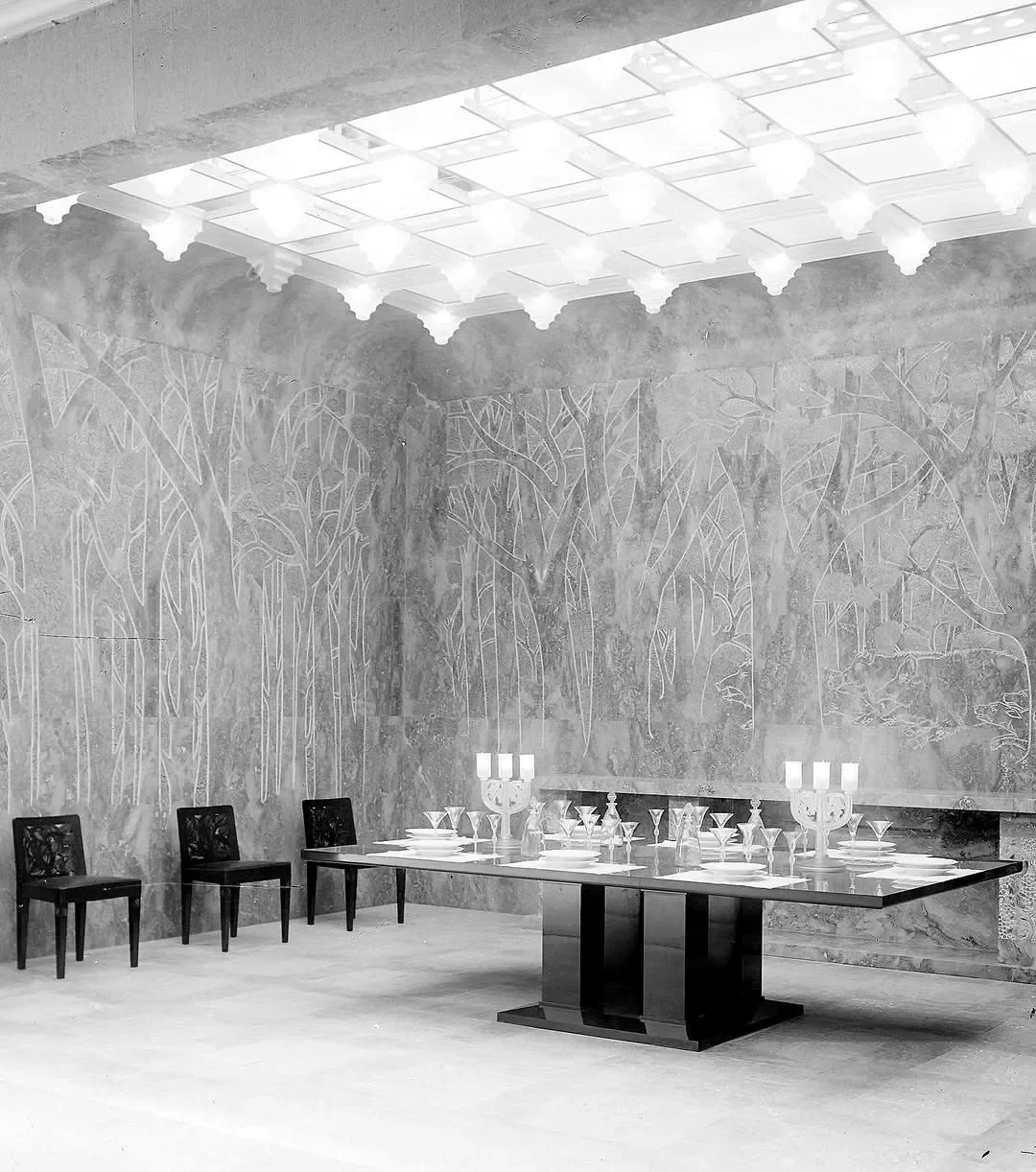 René Lalique’s dining room for the Sèvres pavilion, 1925