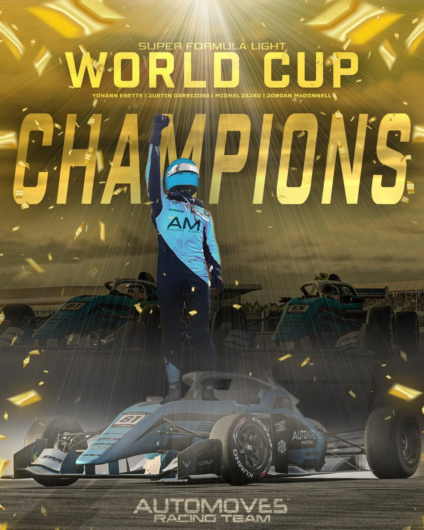 SUPER FORMULA LIGHT WORLD CUP CHAMPIONS!

Automoves Racing Team win the iGP Super Formula Light World Cup! A team event which featured the best from Oceania, America and European countries battled it out in a 50 car field at Silverstone!

It was Mich