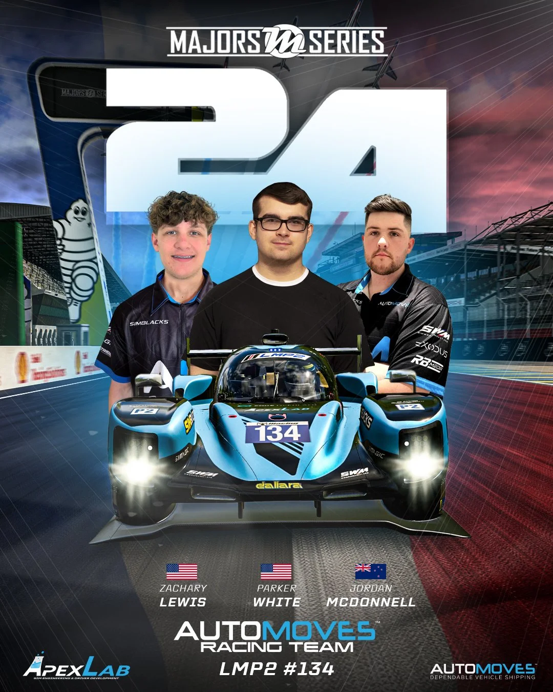 🏁 AUTOMOVES RACING TEAM ENTERS THE MAJORS 24HR 🏁

Our Automoves Racing Team LMP2 #134 is officially entered into the Majors 24hr and we couldn&rsquo;t be more excited to take on one of the biggest endurance events of the year!

Driver lineup:
🇳🇿 