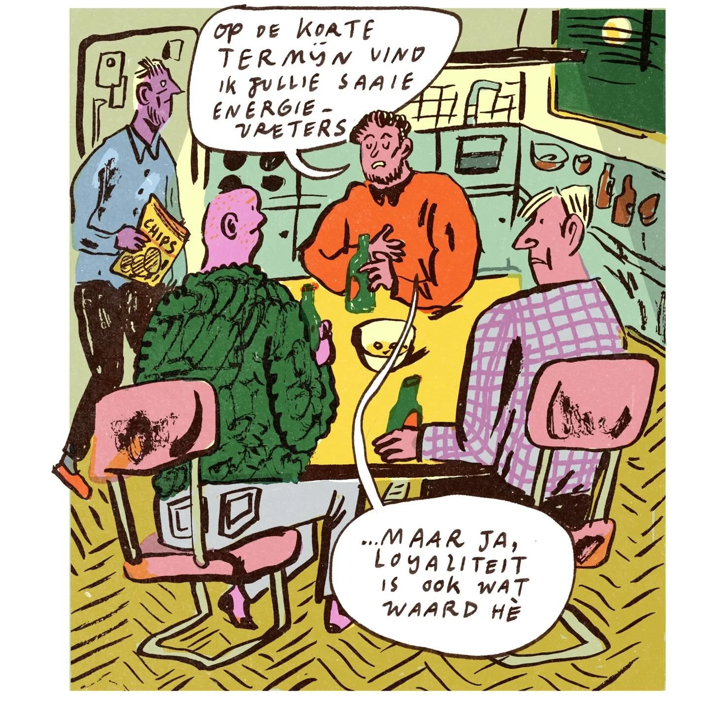 Schoon je vriendenkring nog even op in 2026! Illustratie bij adviesbrief van Lena Bril in de trouw #illustratie #cartoon #illustration #editorialillustration #ink #colour #vriendschap #funny