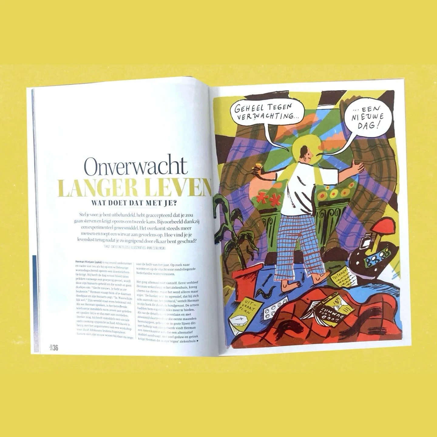 Illustraties voor @zinmagazine over mensen wiens sterfelijkheid ze op de hielen zit! Serieus onderwerp, toch semi-vrolijke tekeningen gemaakt #illustratie #illustrator #editorialillustration #Zin #zingeving