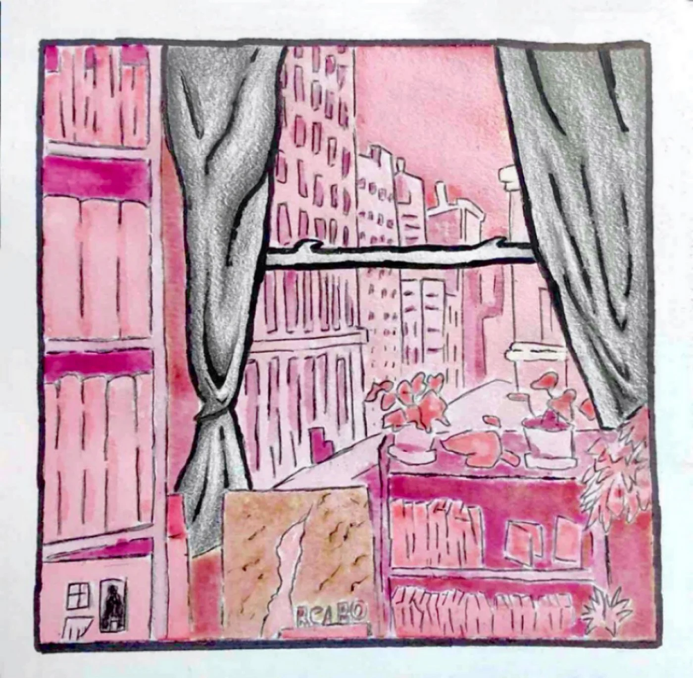 The Window
beet juice, kool aid, soy sauce, colored pencil, acrylic paint