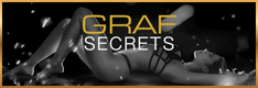 A woman lying on a bed with the text 'GRAF SECRETS' overlaid.