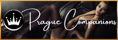 Logo for Prague Companions featuring a crown icon and elegant script text
