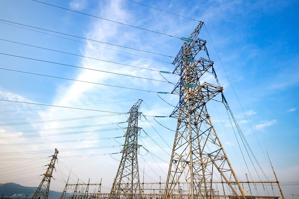 Transmission towers representing the changing energy industry in Sweden.