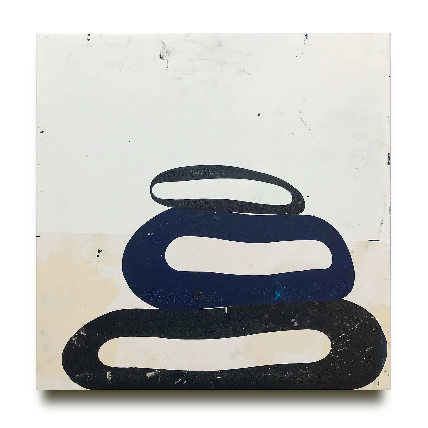 Aufeinanderpennende Nullen
Blandingsteknik og lak på imiteret læder, 55 x 55 cm, 2024
