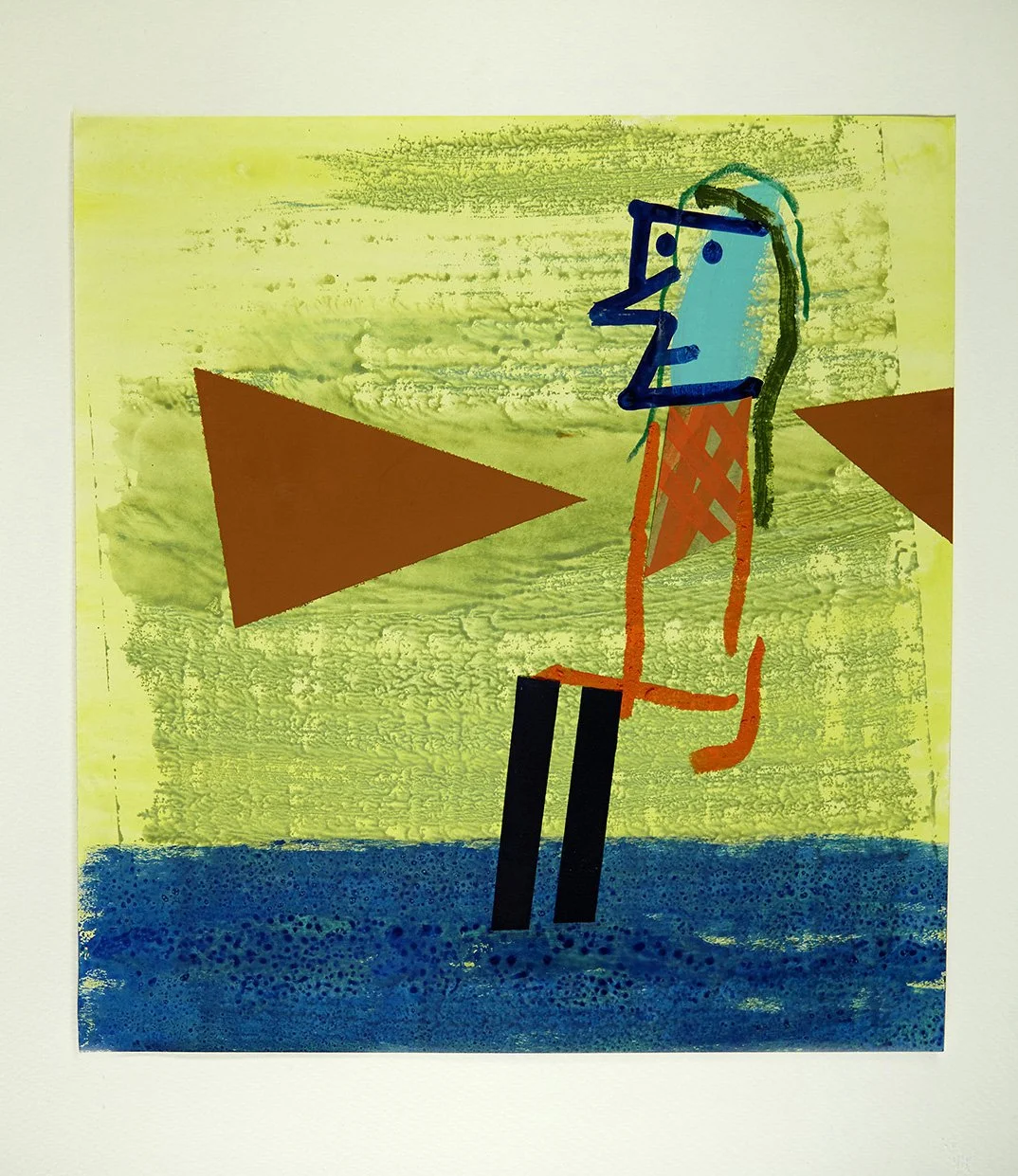 Fodbad i gul morgenbrise.
Mixed media på papir, 38 x 34 cm