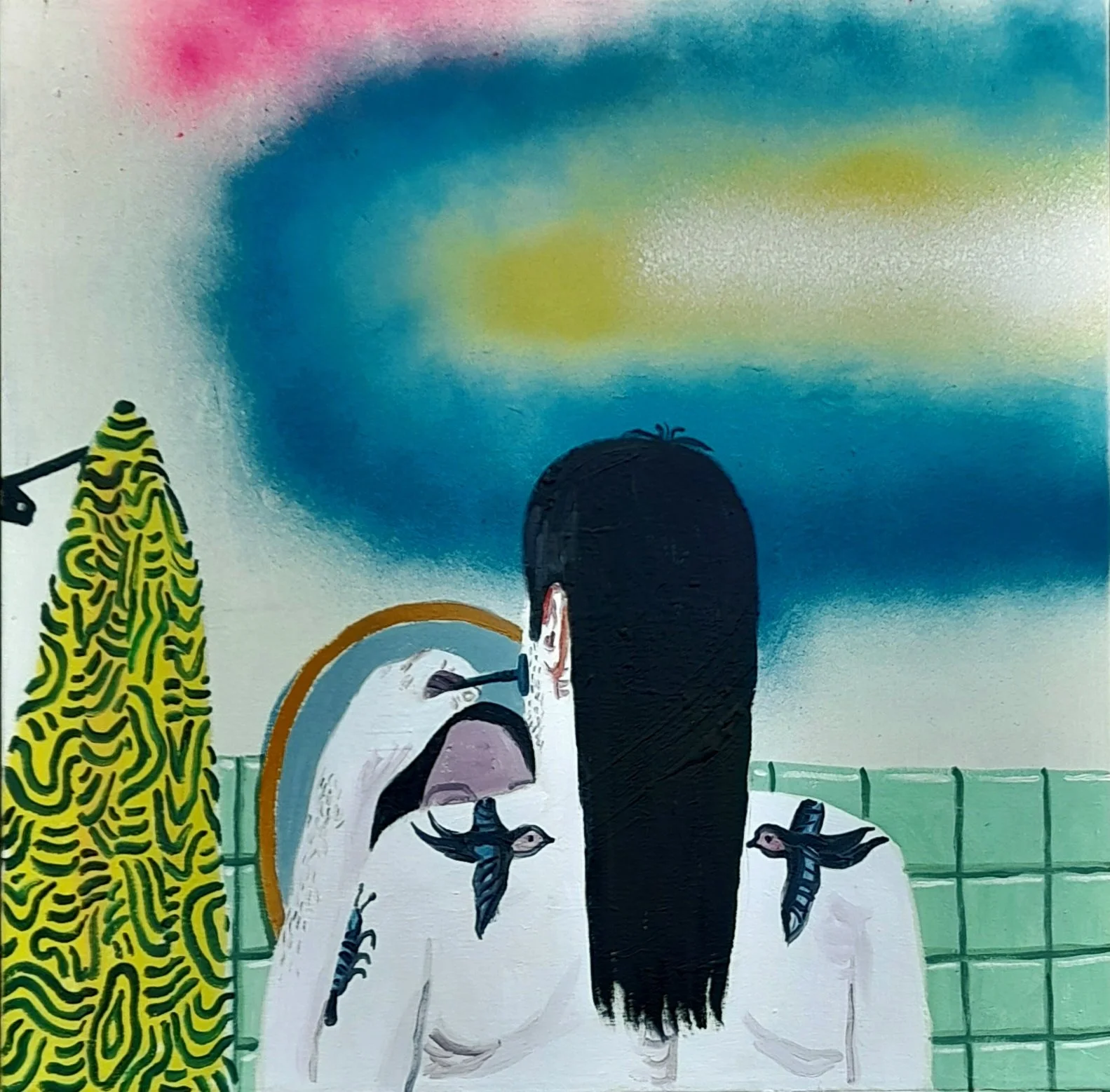 Shave,
Olie på lærred ,62 x 62 cm, 2022