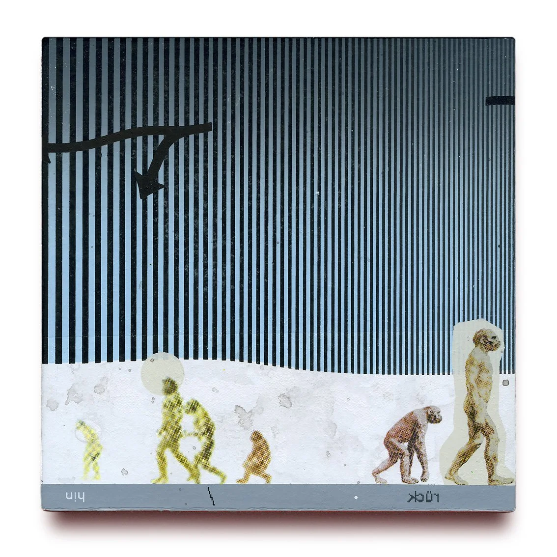 Hin / Rueck
Blandet teknik og på markisestof, på karton, 20 x 20 cm, 2018 
