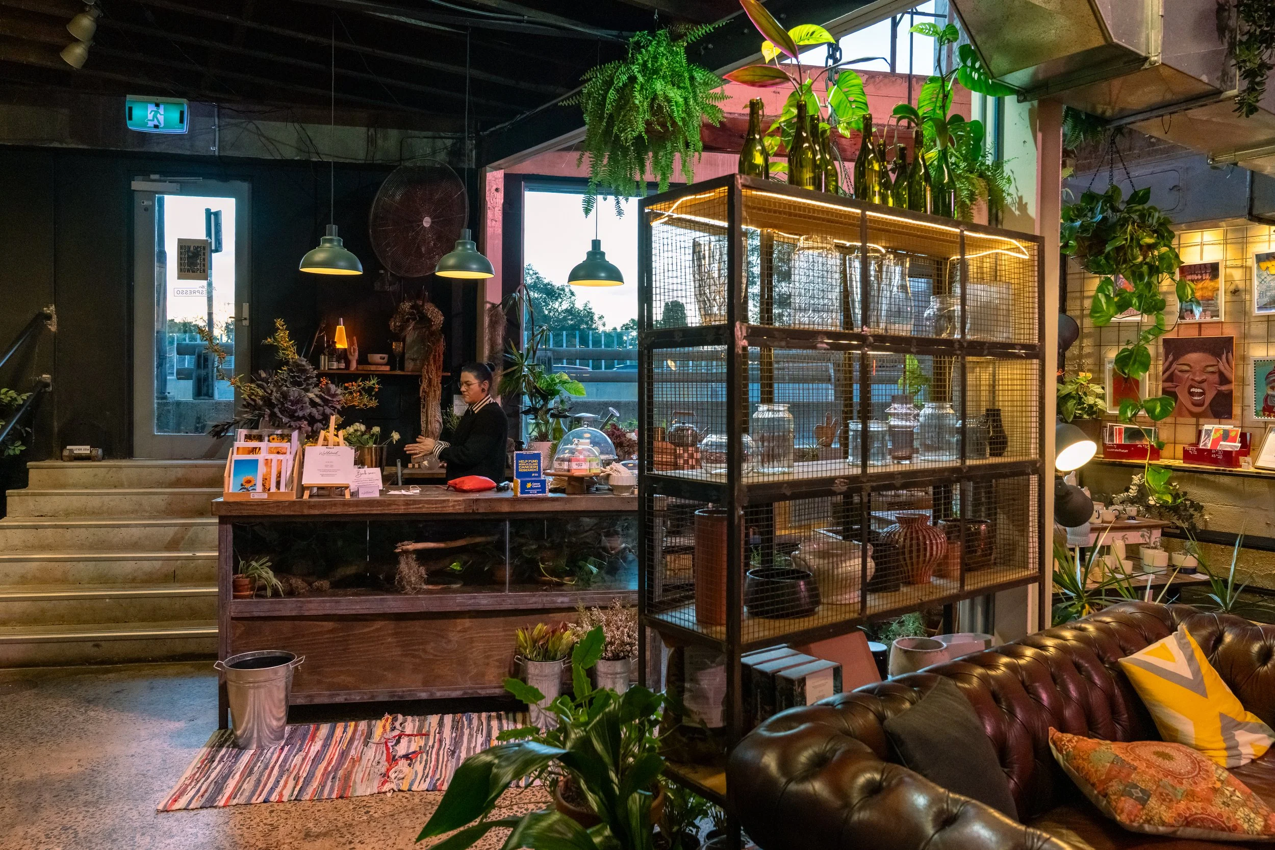 Wylwood collective salvage counter and public vase library Photo by Trish evans photography