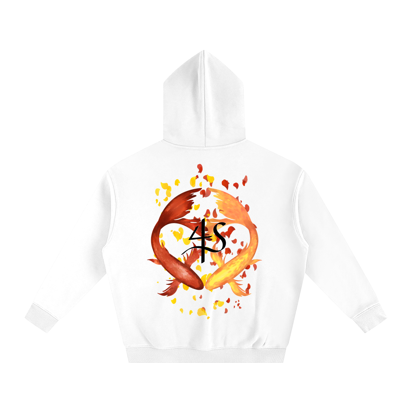 White Hoodie - Red & Gold Koi Fish