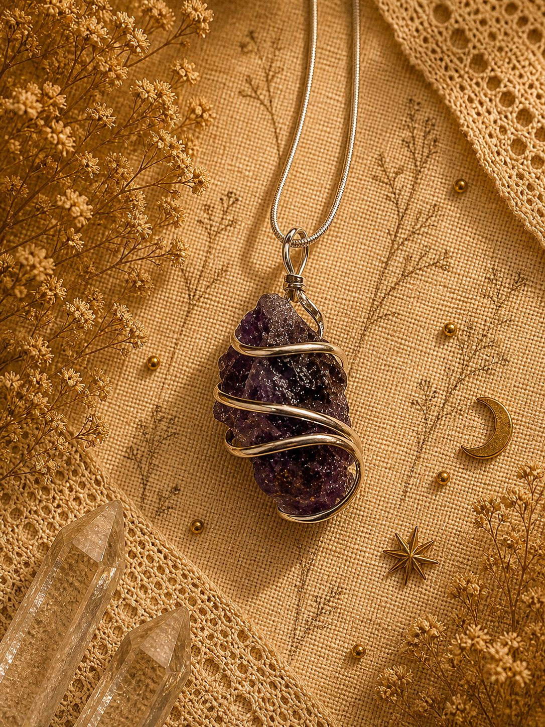 Raw Amethyst Wire-Wrapped Pendant ✨Serenity • Intuition • Calm