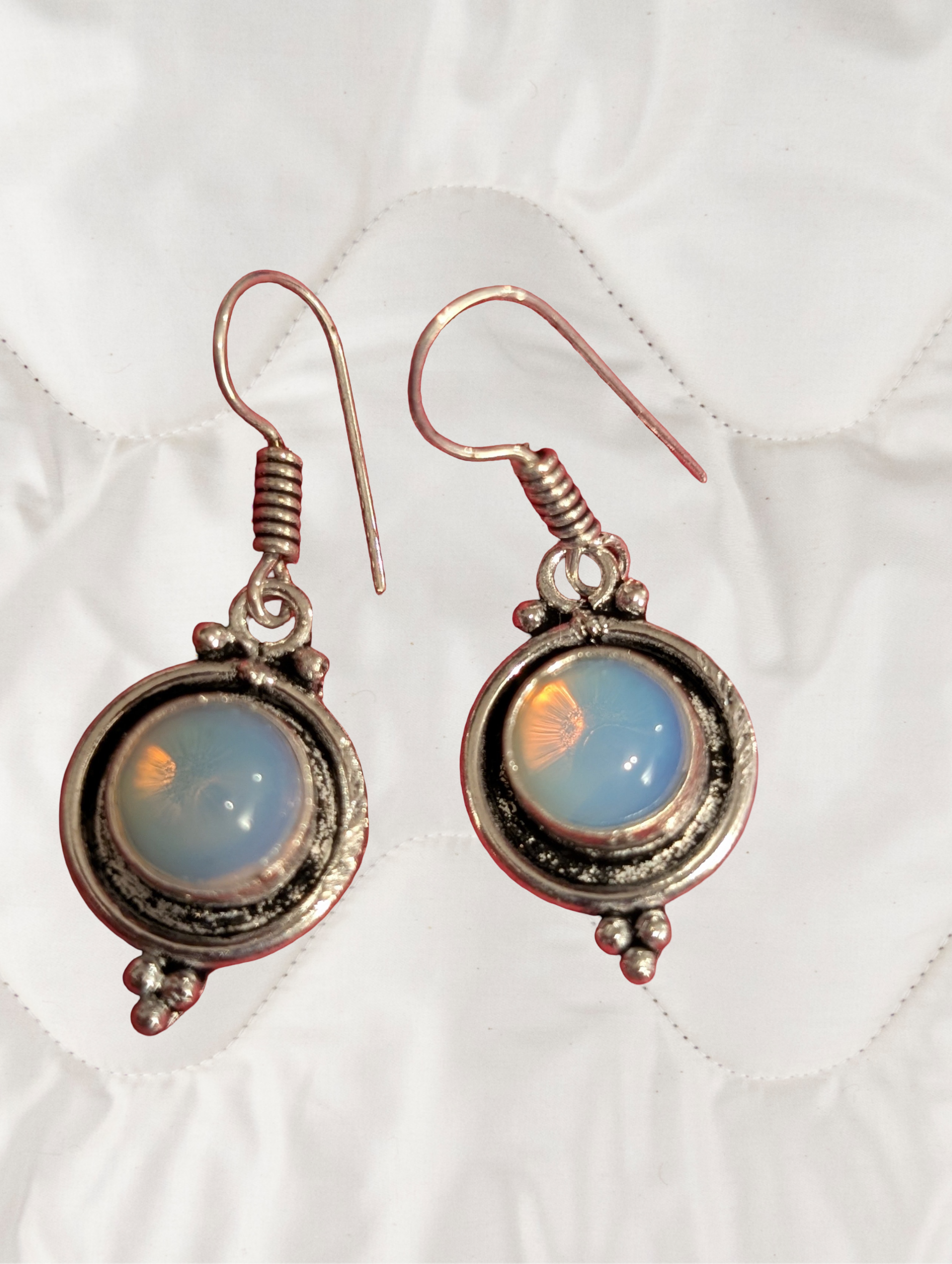 🌙✨ Opalite Glow Halo Sterling Silver Earrings ✨🌙