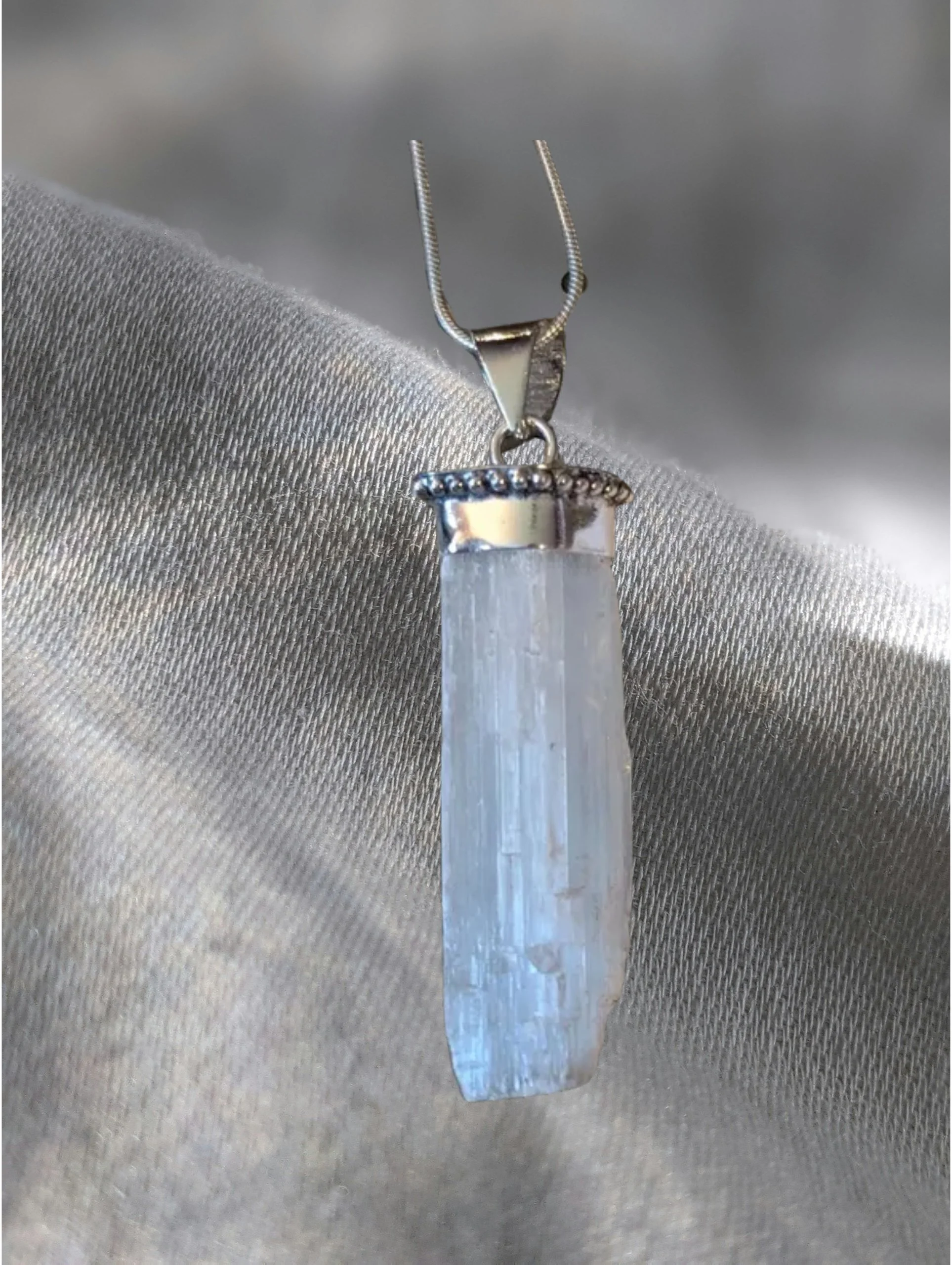 ✨ Silver-Tipped Selenite Wand Pendant ✨