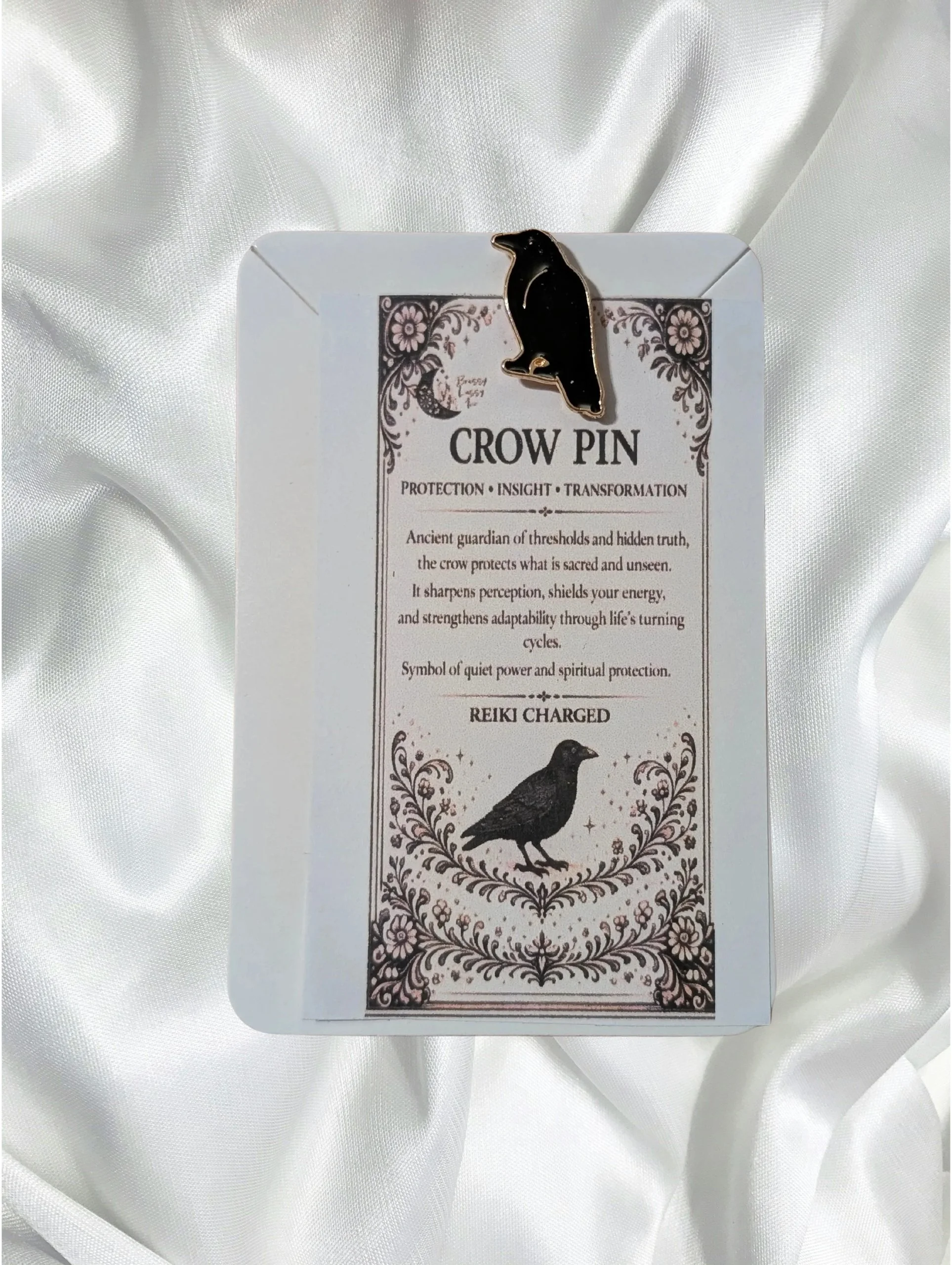 🖤 Crow Pin – Protection • Insight • Transformation