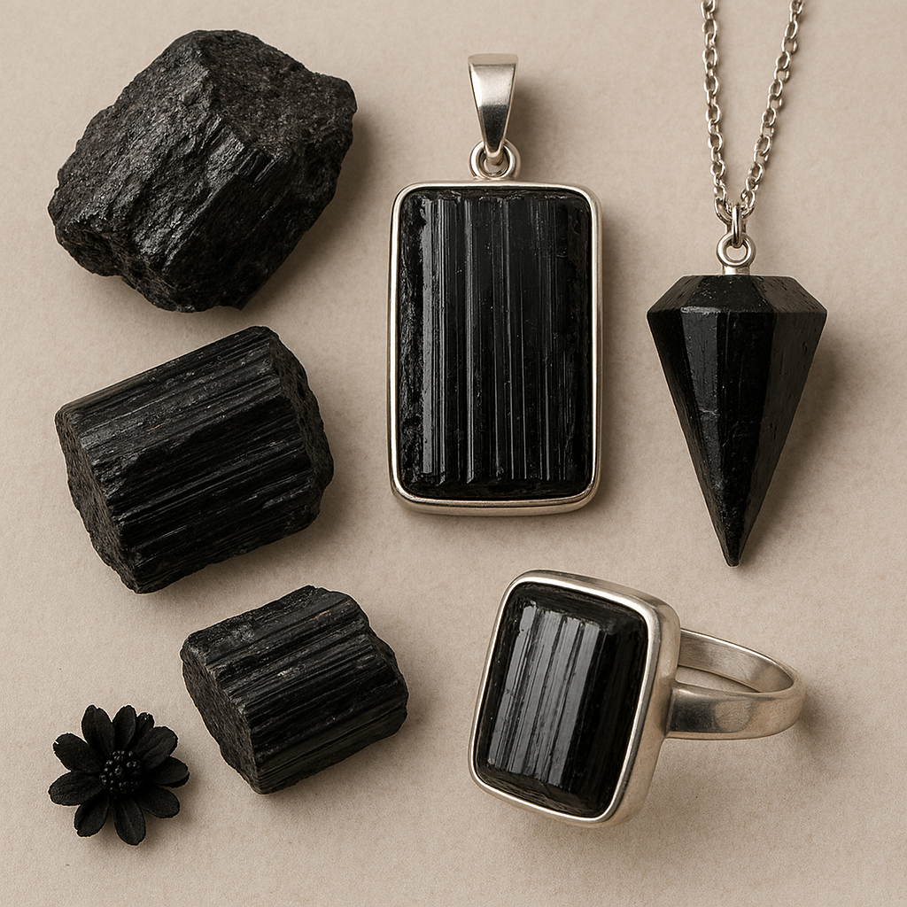 Black Tourmaline
Protection • Grounding • Energetic Stability-
Pendants, pendulums & crystals