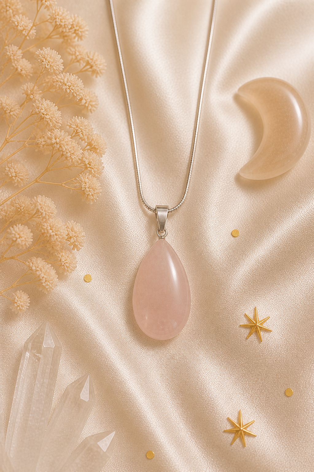 Rose Quartz Teardrop Pendant – Self- Love • Healing