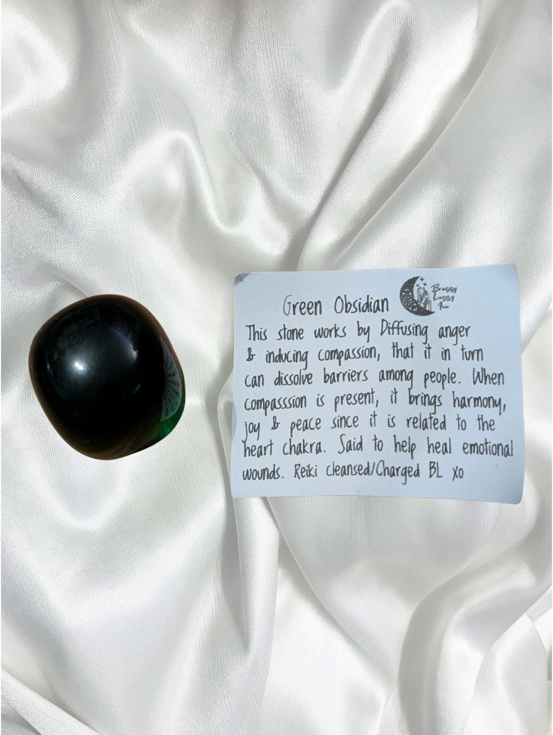 Green Obsidian (Gaia Stone) Tumbled Stone – Compassion • Heart Healing