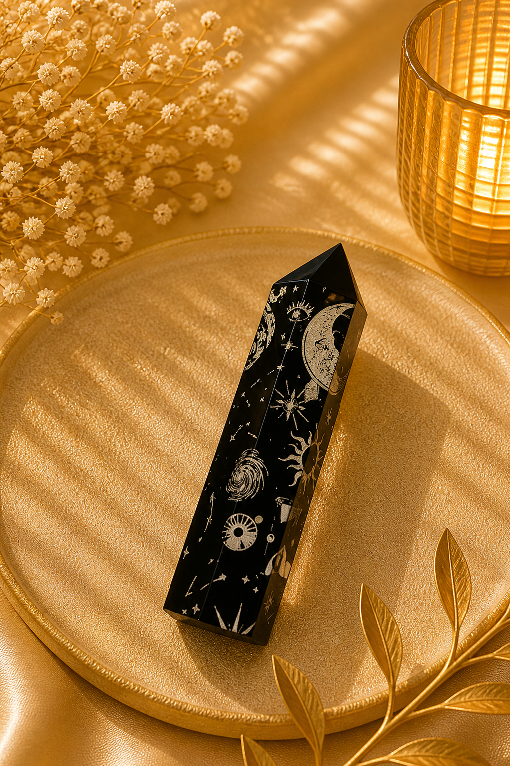 Black Obsidian Celestial Point (4" x 1.1") Protection • Grounding • Energetic Shield