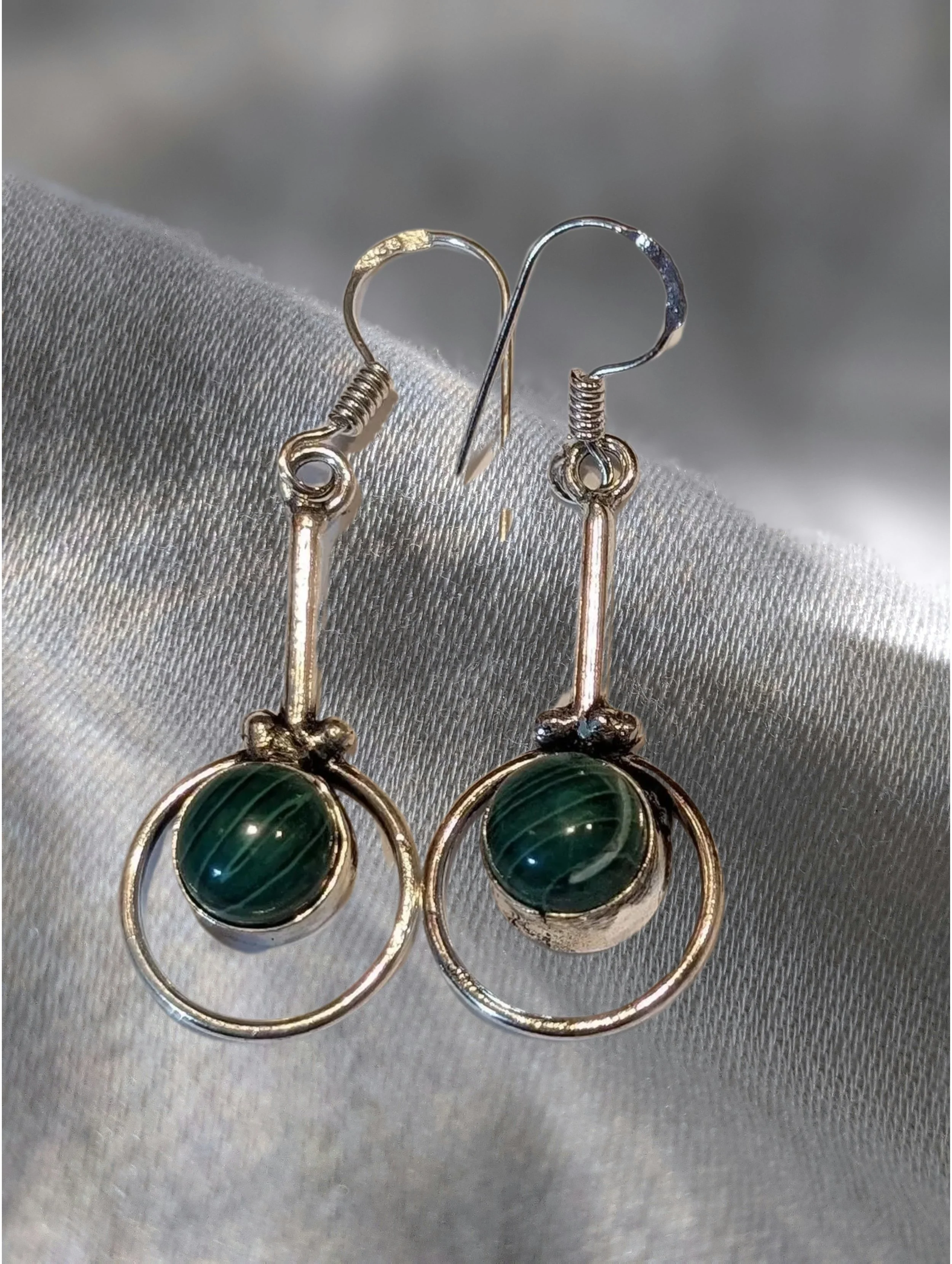 💚✨ Malachite Double Circle Drop Earrings ✨💚  Protection • Balance • Transformation • Heart-Centered Strength