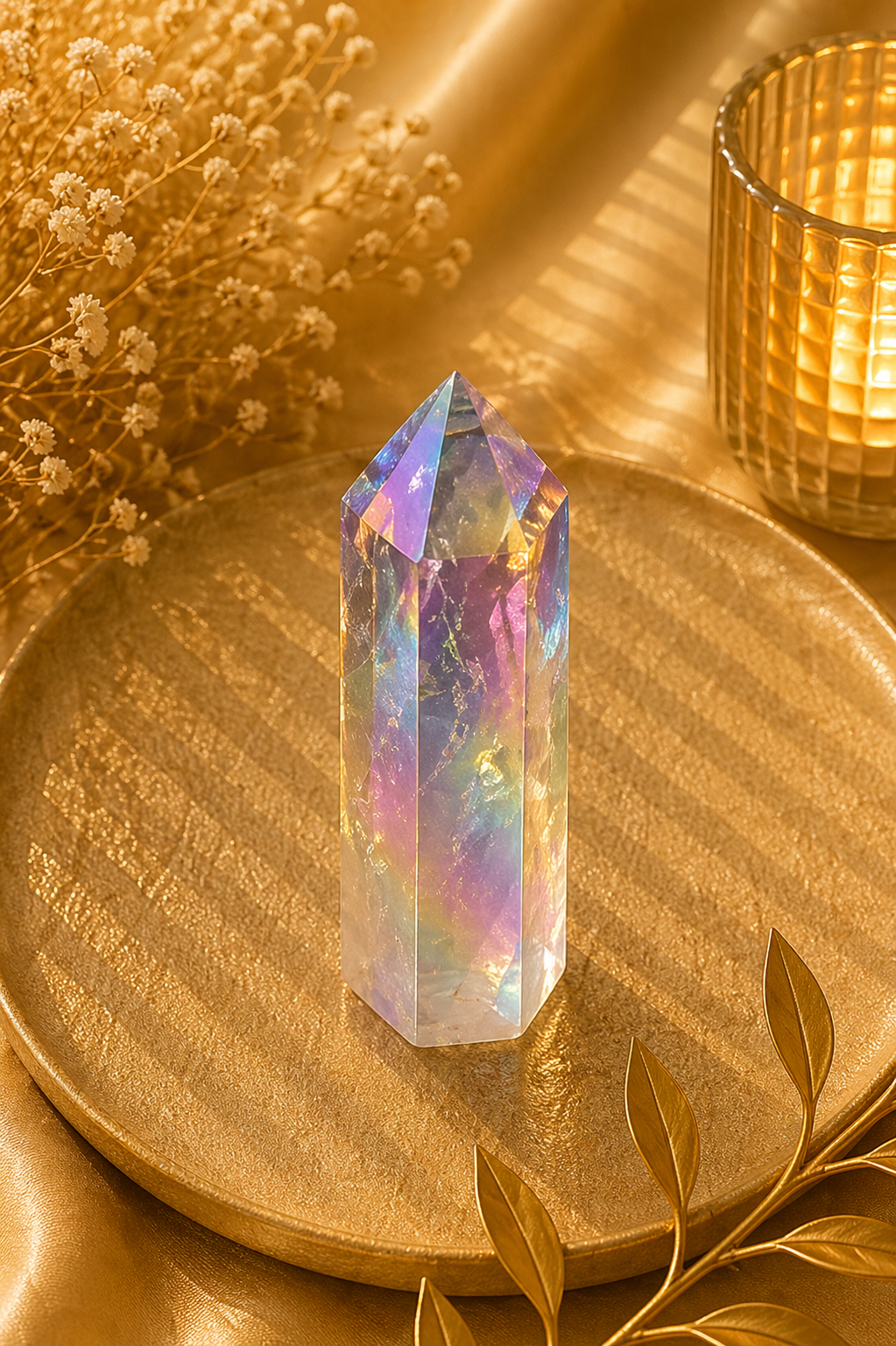 Rainbow Aura Quartz Point 3" x 1.2" – Energy, Balance & Positivity