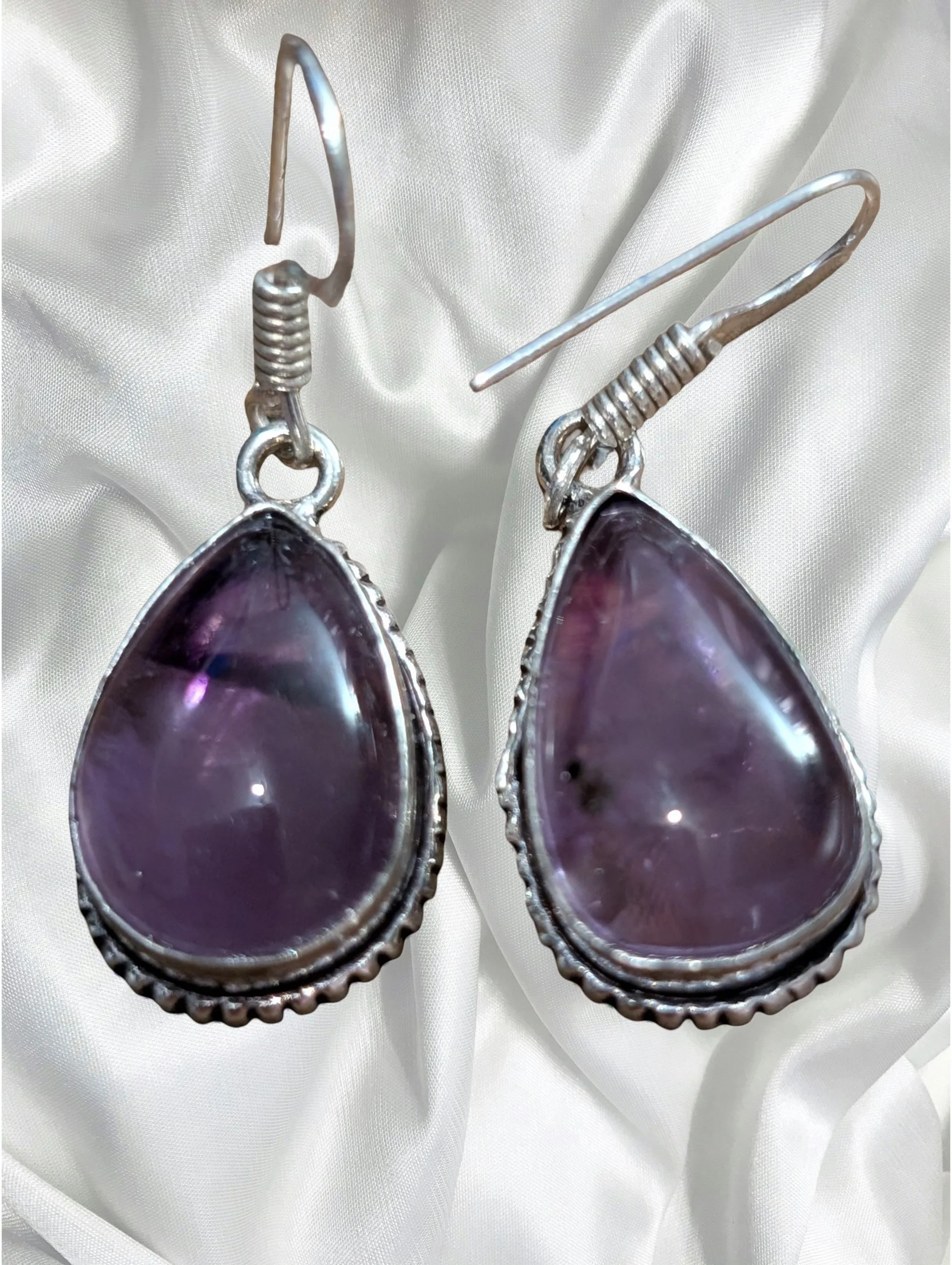 Amethyst Teardrop Cabochon Earrings