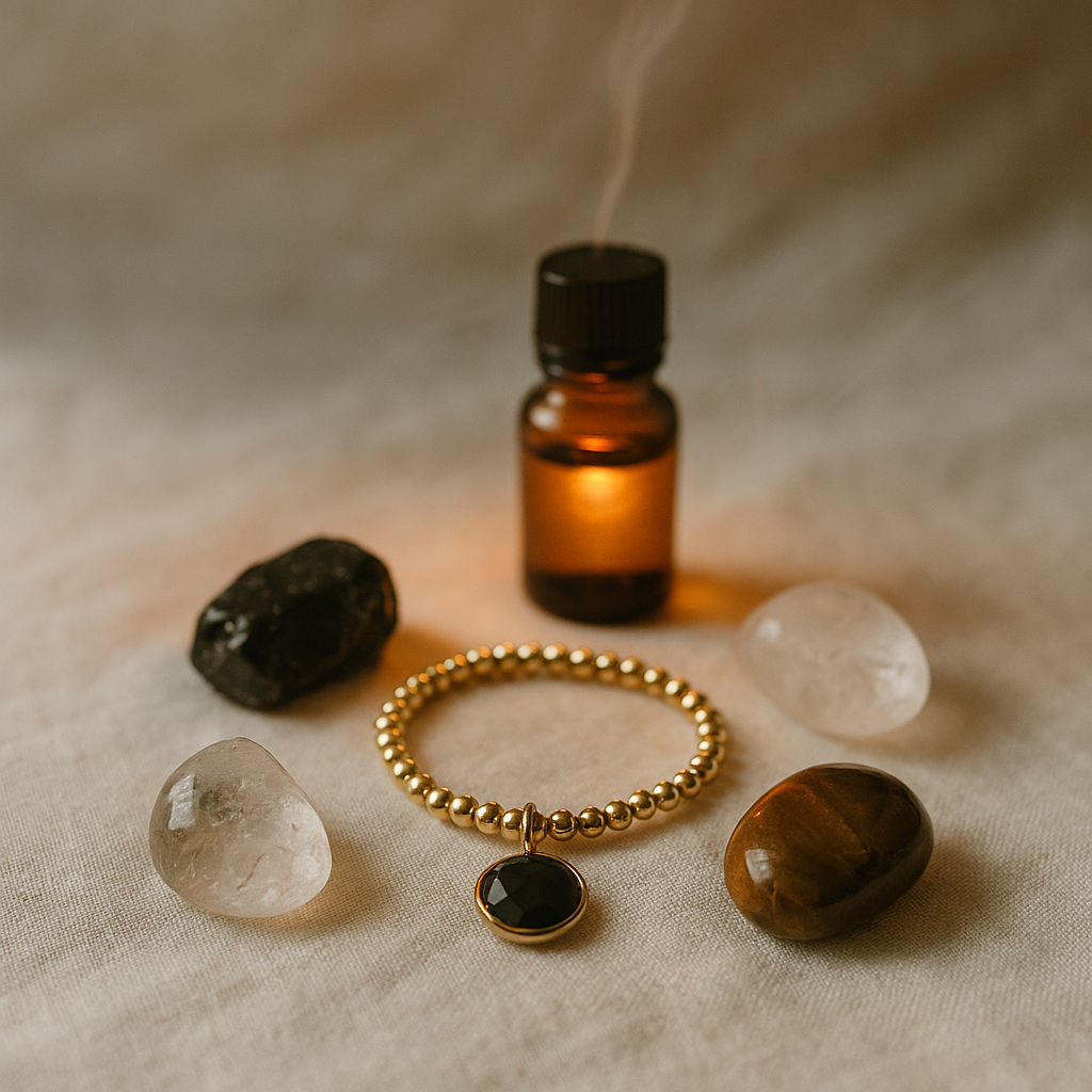 🖤 Protection

For strengthening boundaries, shielding your energy, and feeling steady and secure.
Designed to support grounded protection and quiet resilience in daily life.
