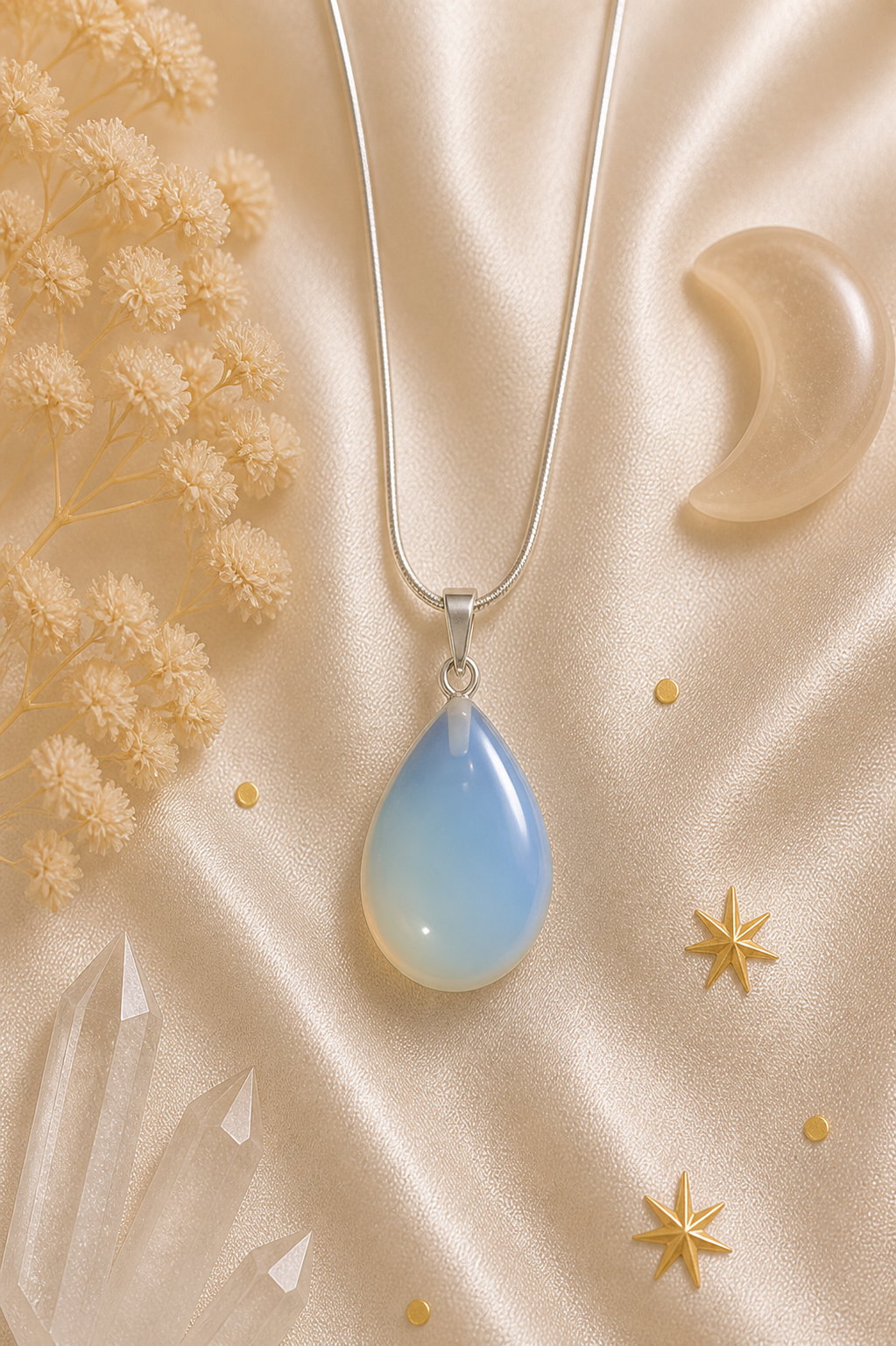 Opalite Teardrop Pendant | Confidence & Intuition Necklace