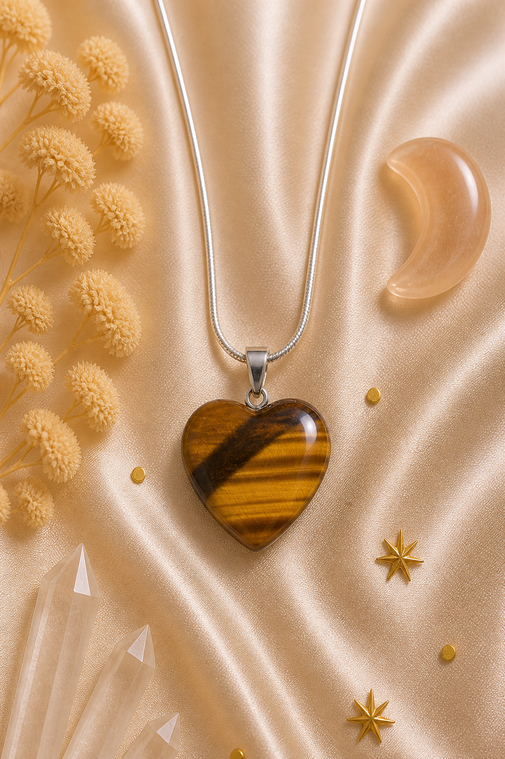 Tiger’s Eye Heart Pendant – Courage • Protection • Emotional Balance