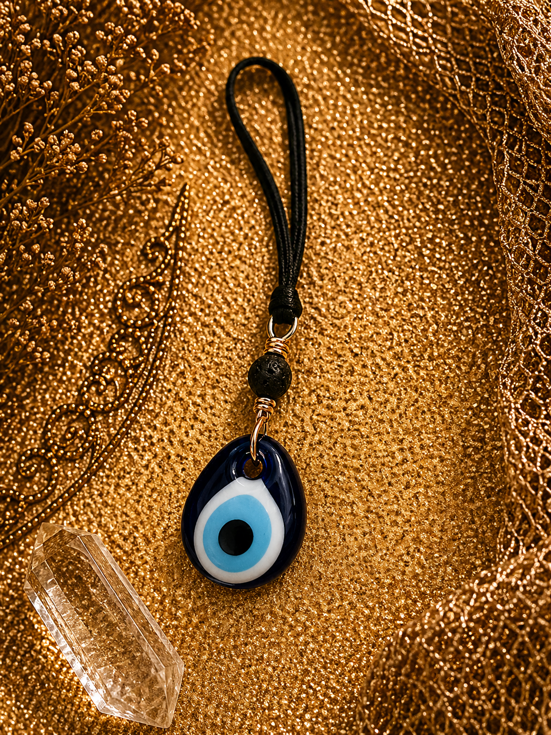 Evil Eye Rearview Diffuser – Car Charm with Lava Stone Protection • Calm • Fresh Energy