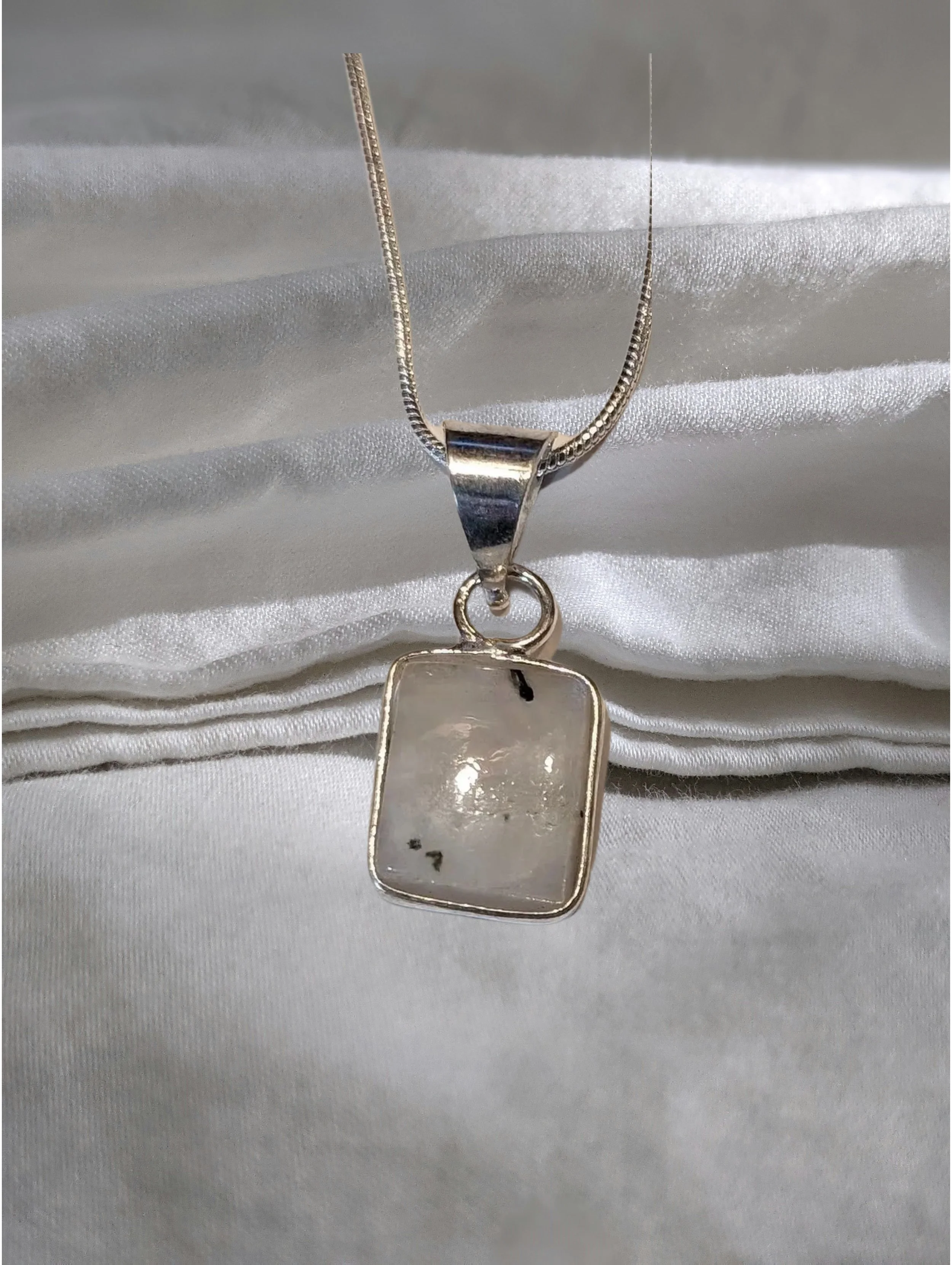 Moonstone Square Pendant – Intuition • New Beginnings • Emotional Balance