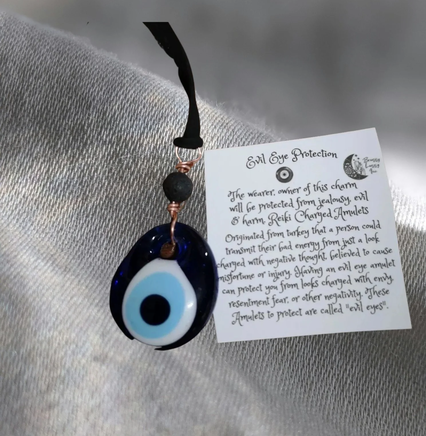 🧿✨ Evil Eye Rearview Diffuser – Reiki Charged Car Charm with Lava Stone ✨🚗