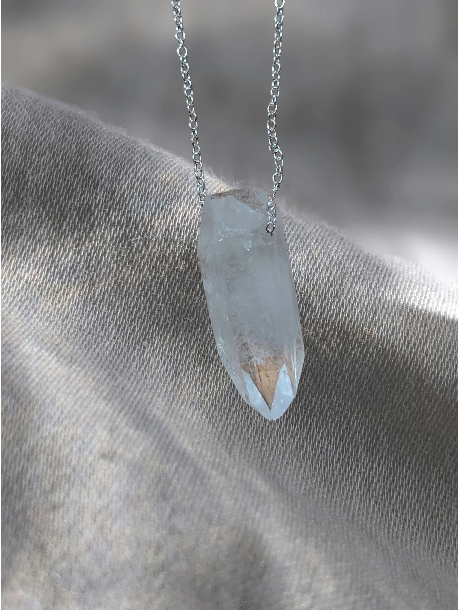 Raw Quartz Pendant • Clarity • Amplifier • Sterling Silver