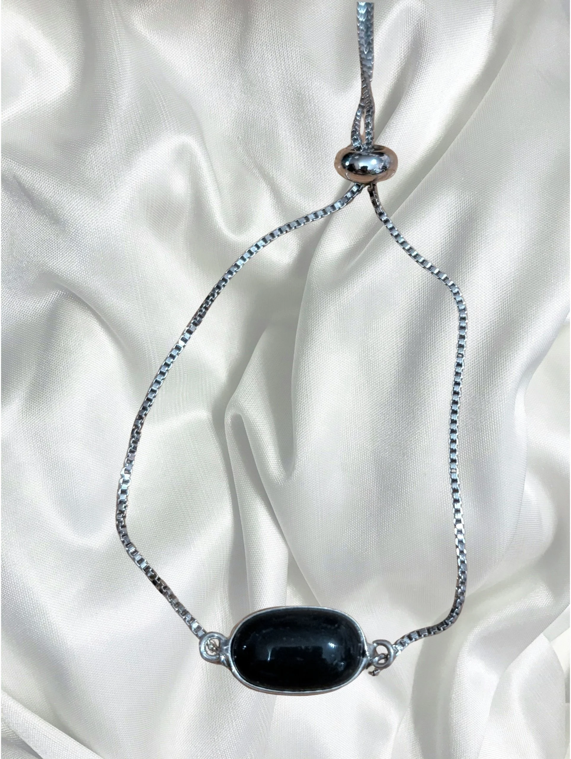 Black Onyx Slider Bracelet – Sterling Silver