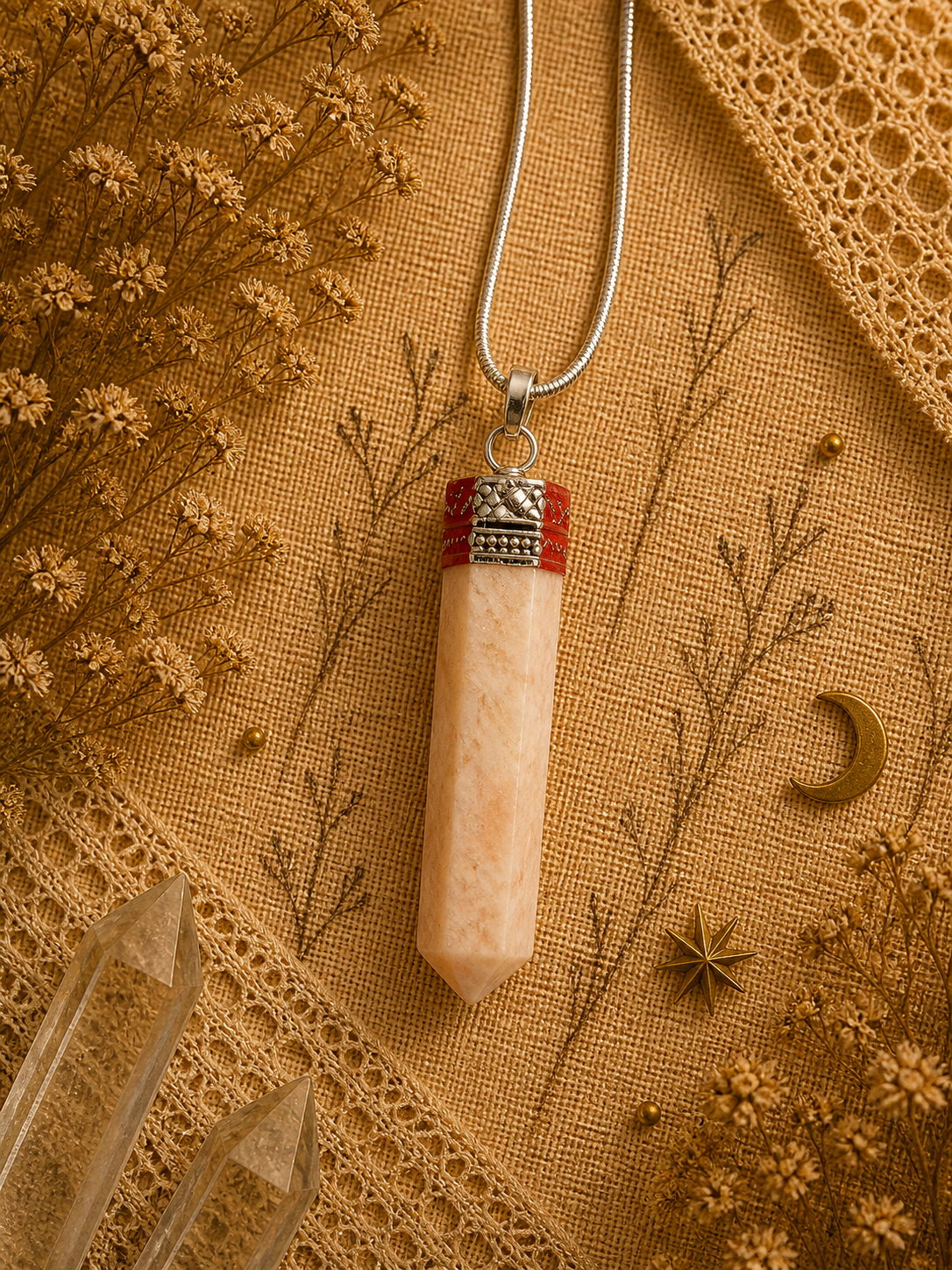 White Moonstone Silver-Capped Point Pendant ✨ Intuition • Emotional Balance • Divine Feminine