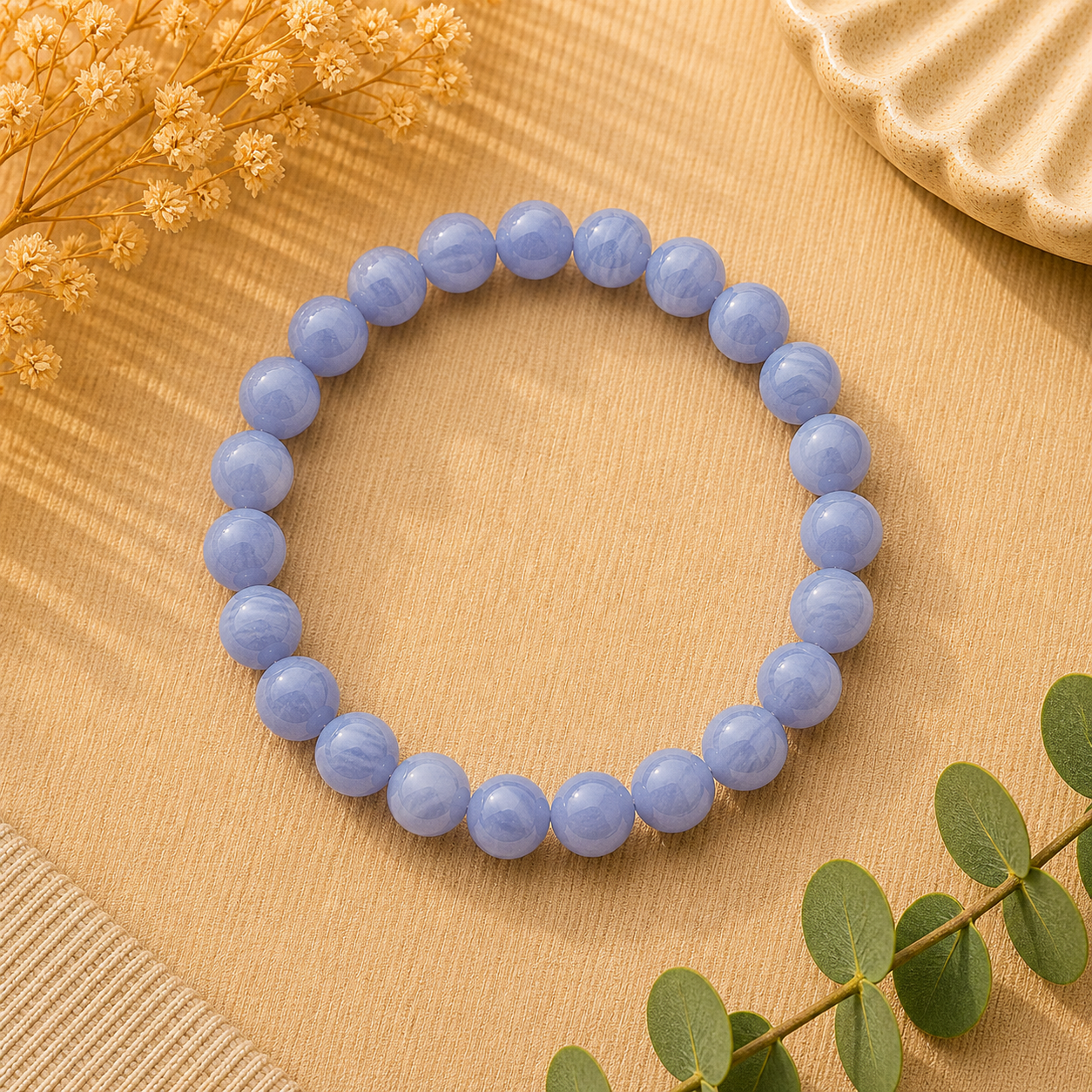 Blue Lace Agate Stretch Bracelet – Peace, Presence & Graceful Expression