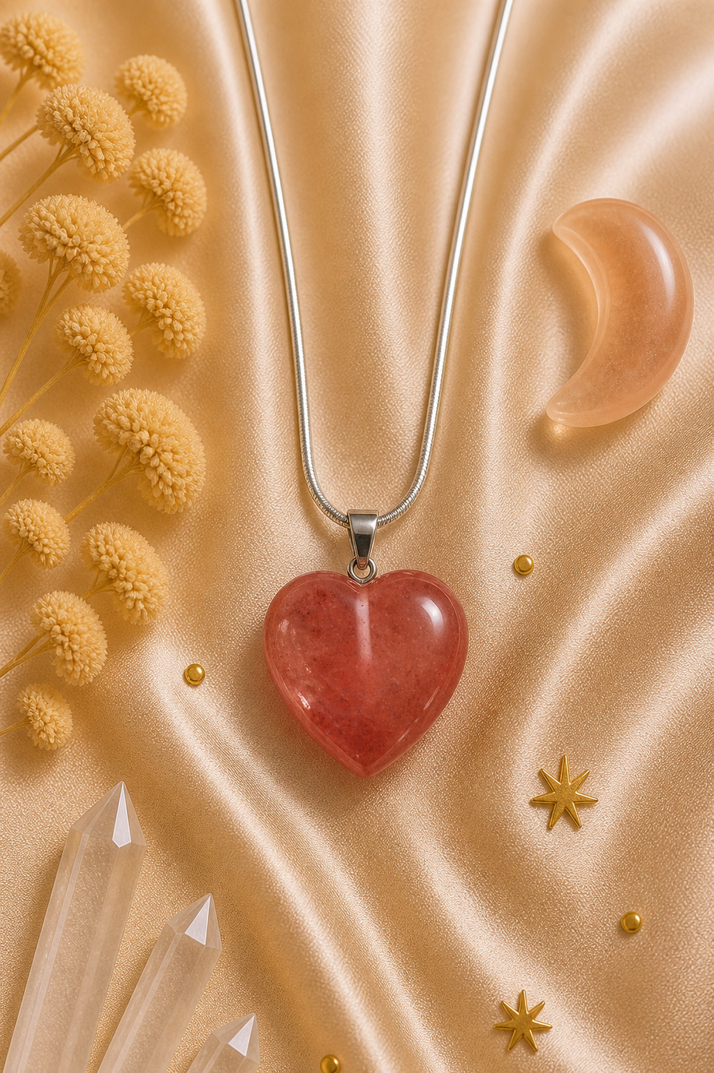 Cherry Quartz Heart Pendant – Confidence • Inspiration • Vibrancy