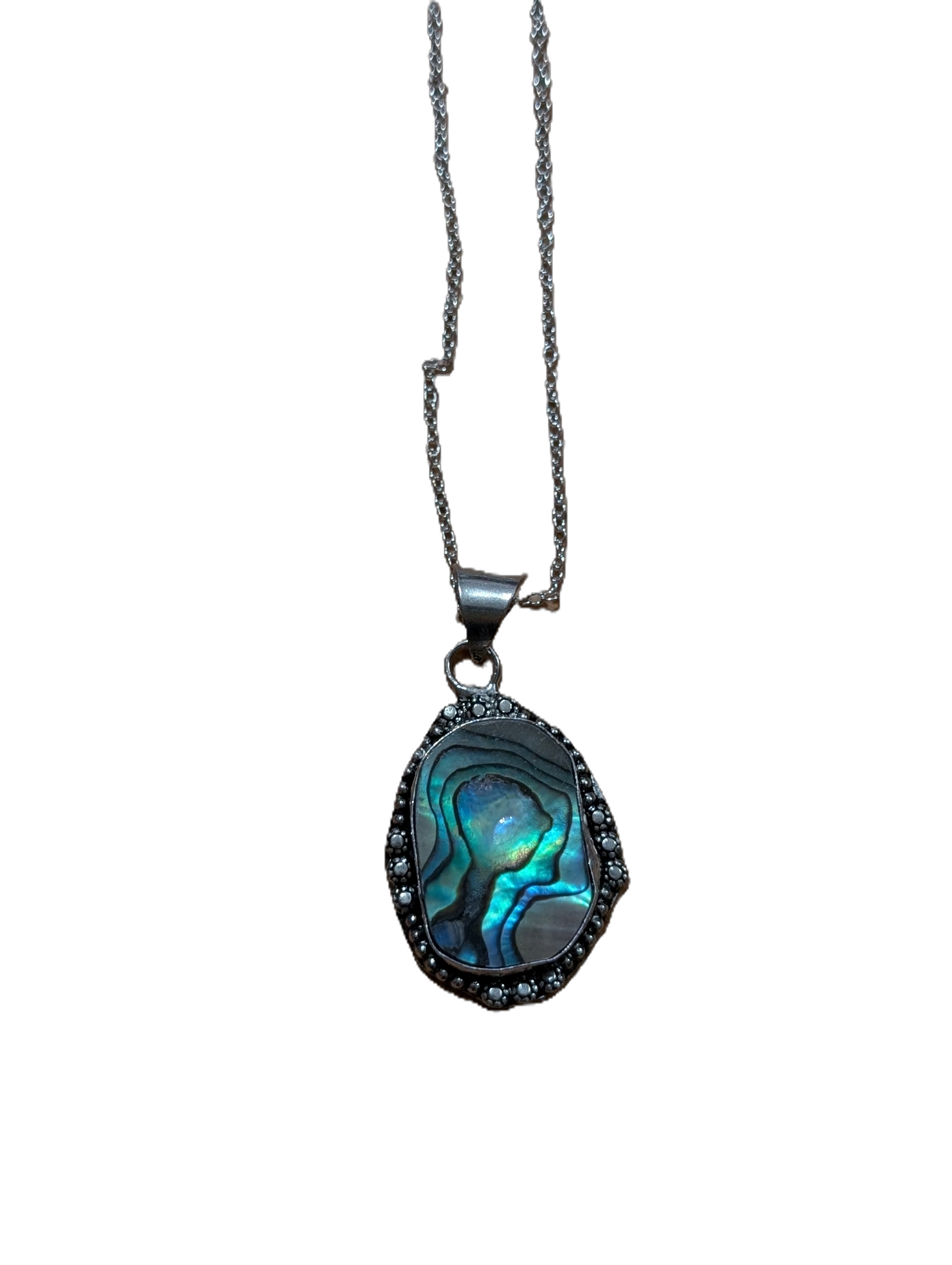 Abalone Shell Sterling Silver Oval Pendant – Flow • Intuition • Protection