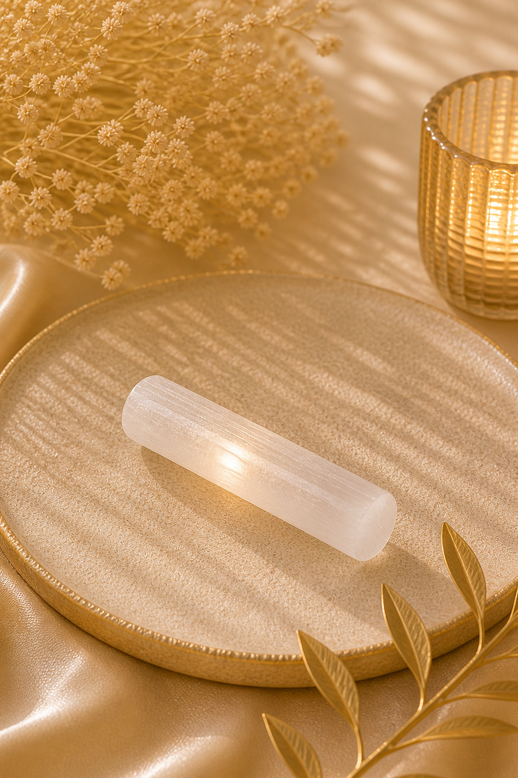 Selenite Mini Log – Cleansing, Clarity & Peace (3")