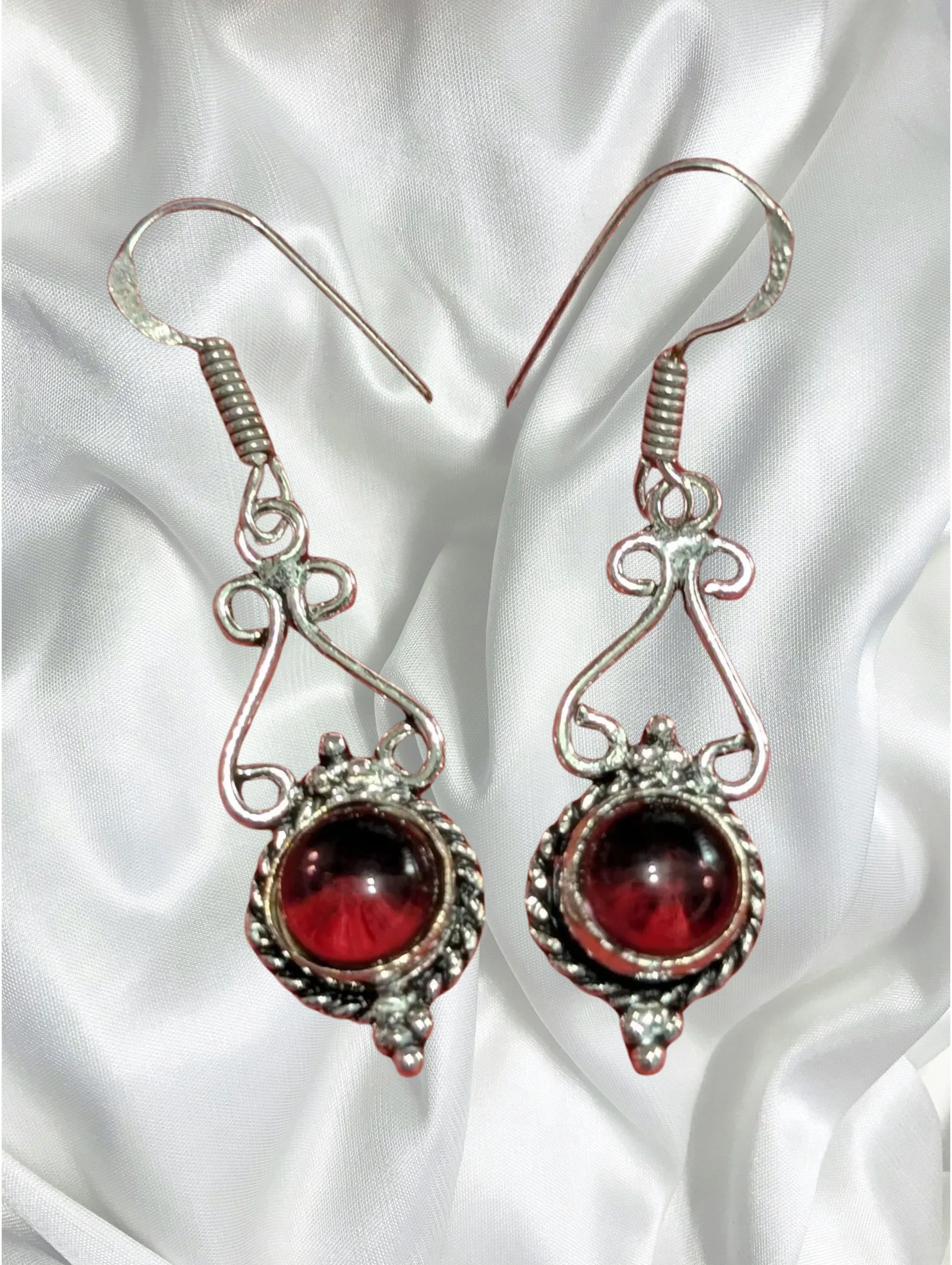 Amethyst Round Cabochon Drop Earrings